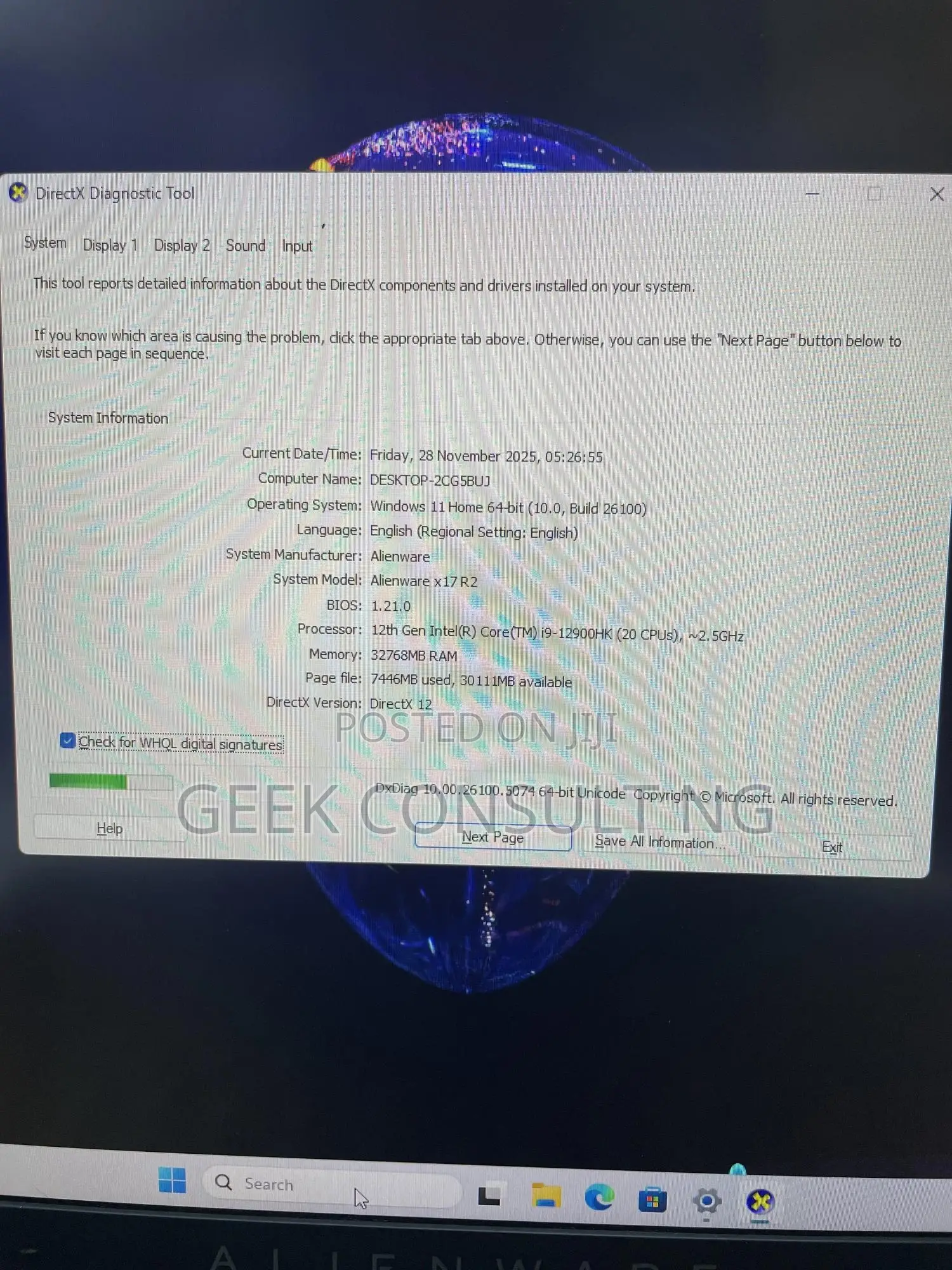 Laptop Alienware X17 R2 32GB Intel Core i9 SSD 1T