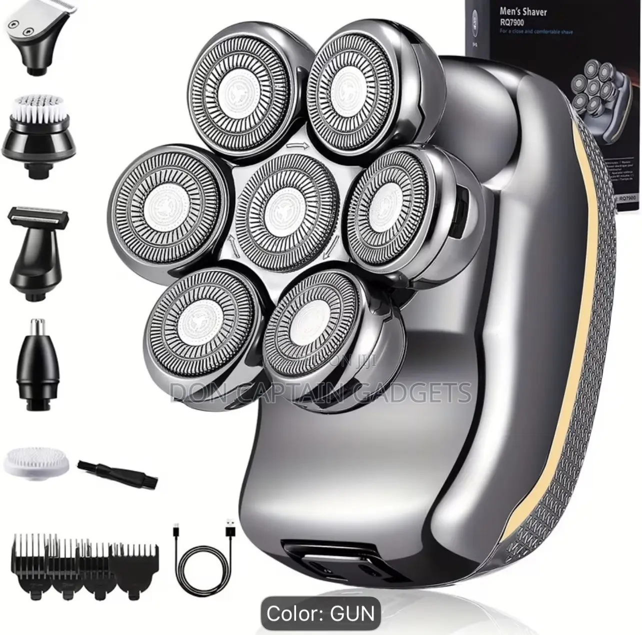 Rechargeable Cordless Electric Shaver for Men - With 7 Rotary Heads