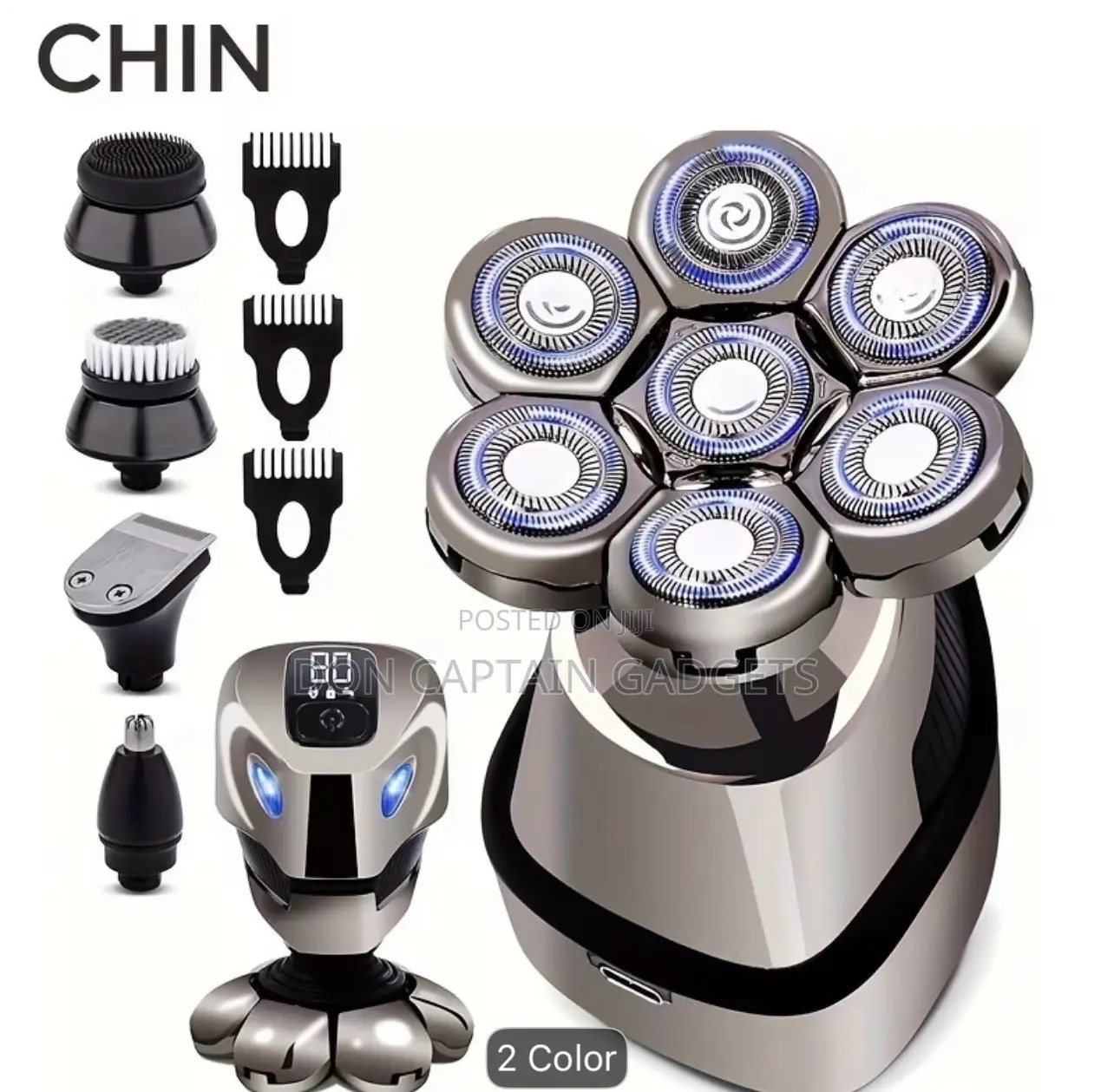 5-in-1 Rechargeable Electric 7D Head Shaver for Men - Wet/Dry