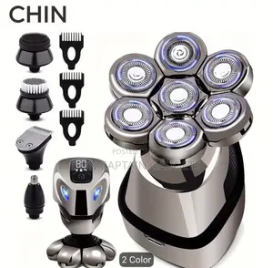 5-in-1 Rechargeable Electric 7D Head Shaver for Men - Wet/Dry