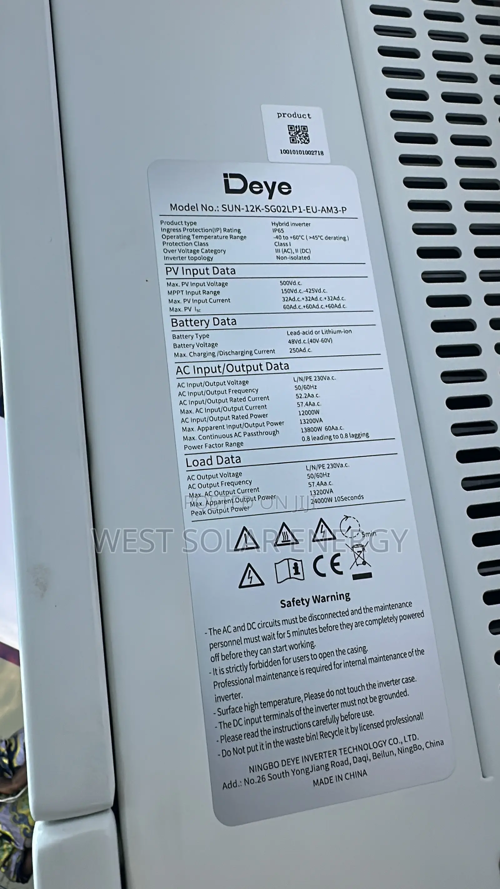 12kVA 48V Deye Single Phase Hybrid Solar Inverter