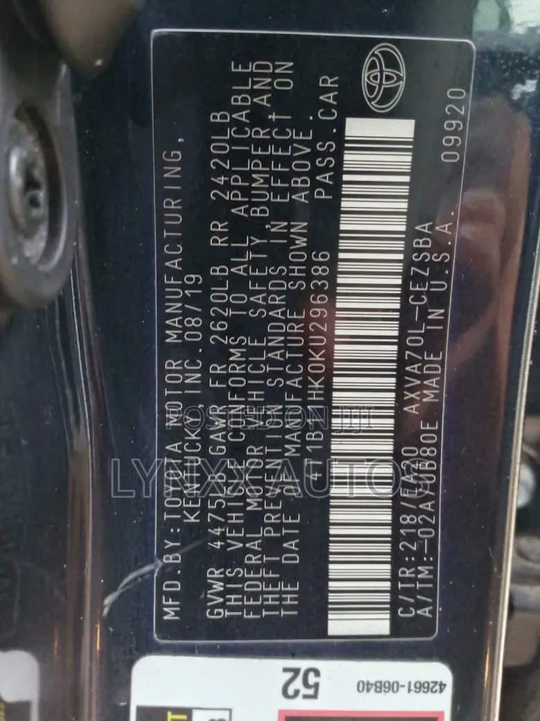 Toyota Camry SE FWD 2020 Black