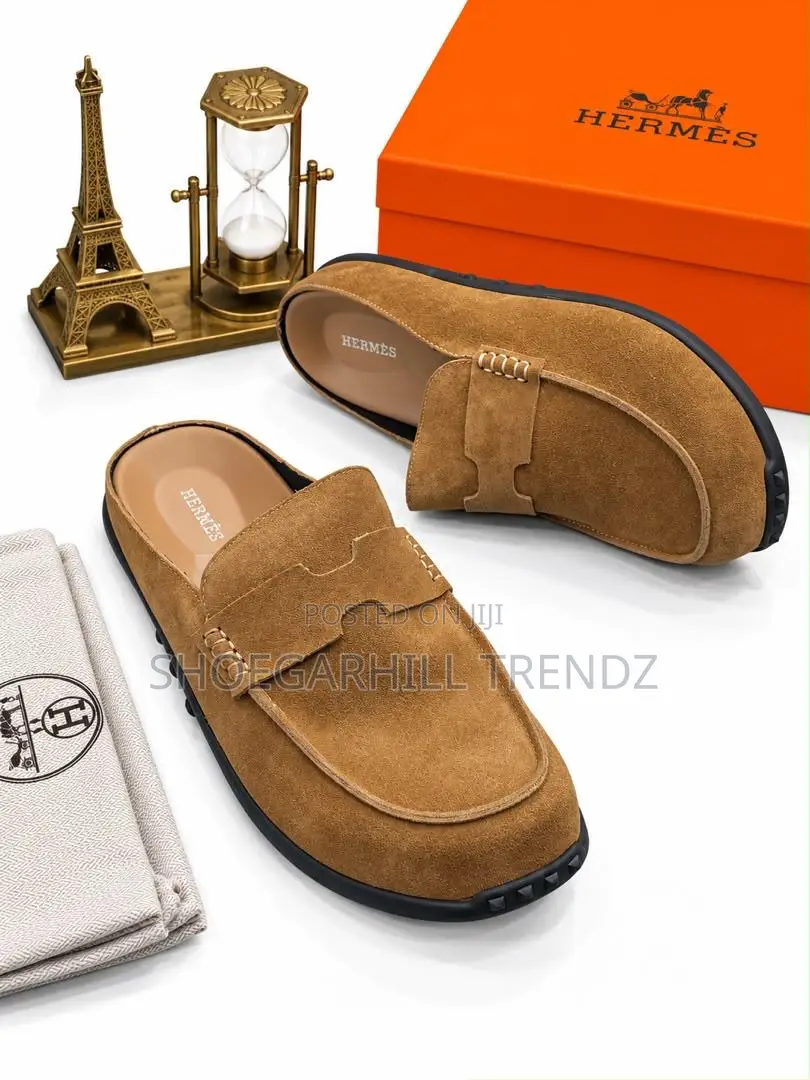 Hermes Quality Suede and Leather Mule Shoes