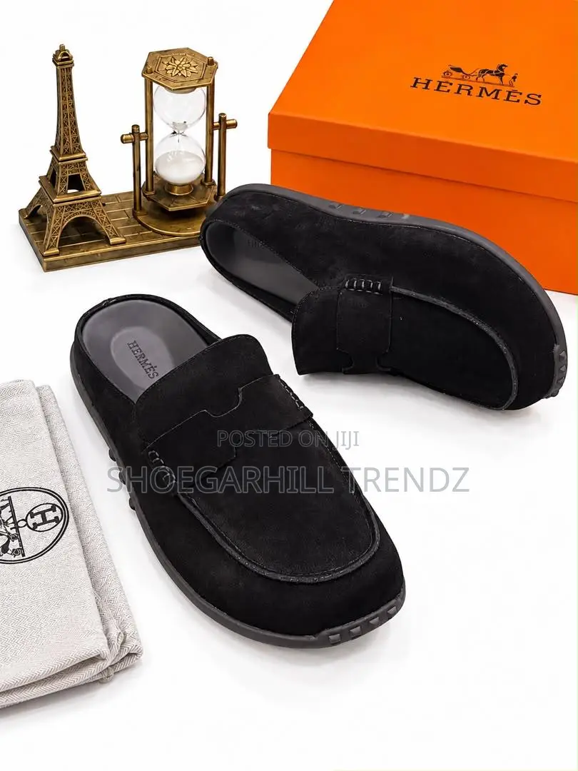 Hermes Quality Suede and Leather Mule Shoes