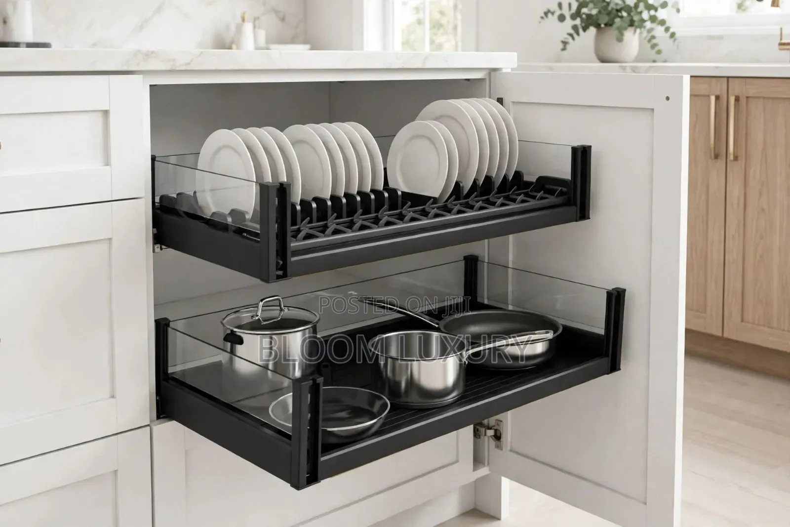 2 Tier Pull Out Dish Rack (Kitchen Cabinet Organizer)