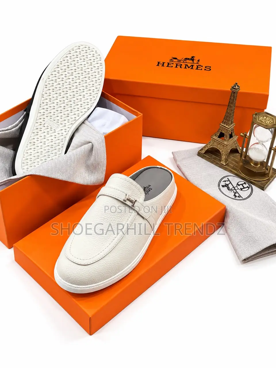 Hermes Men's Quality Suede Half Shoe Loafers With Buckle