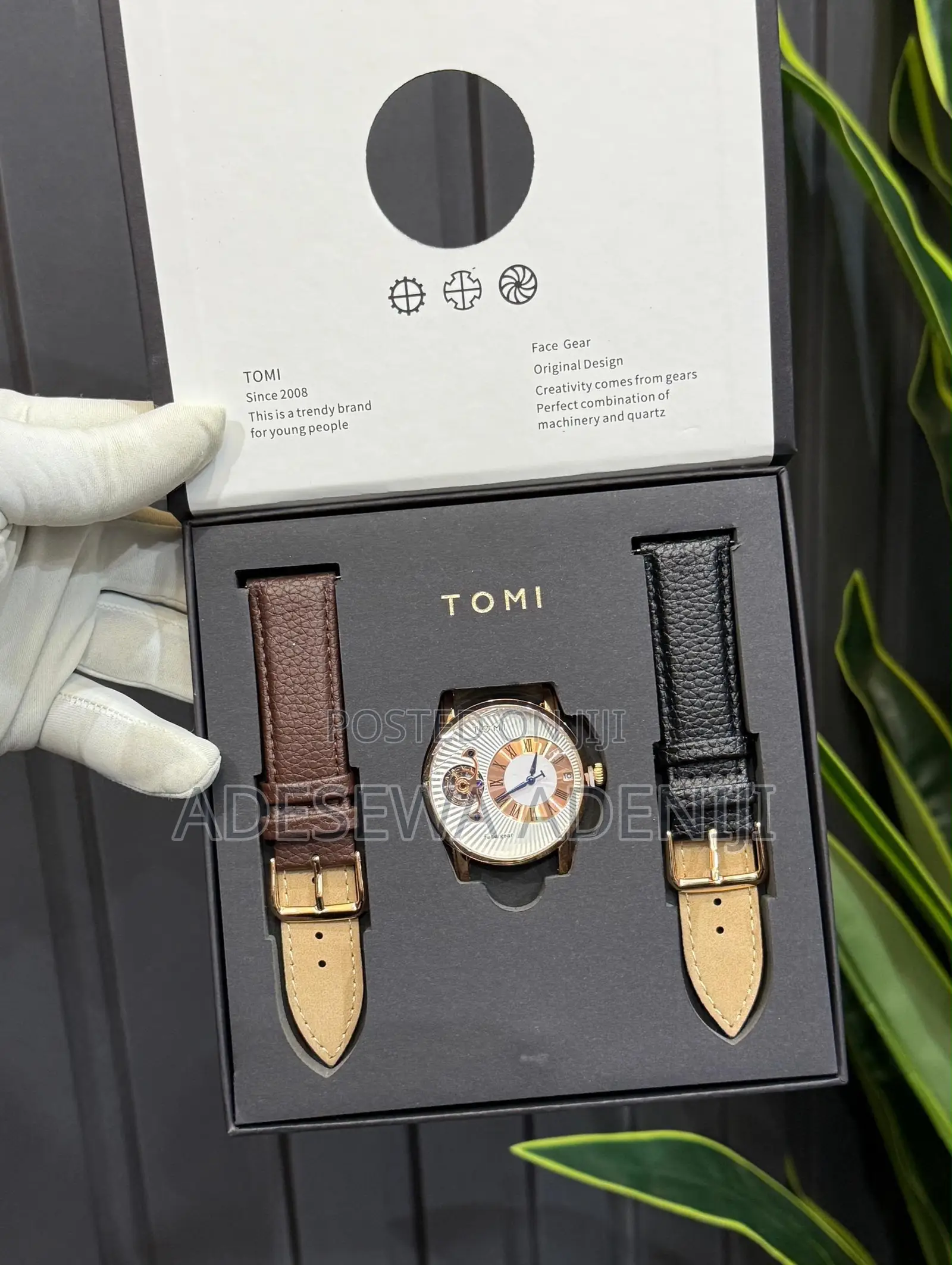 Men’s Wristwatch With 2 Interchangeable Leather Straps, Automatic