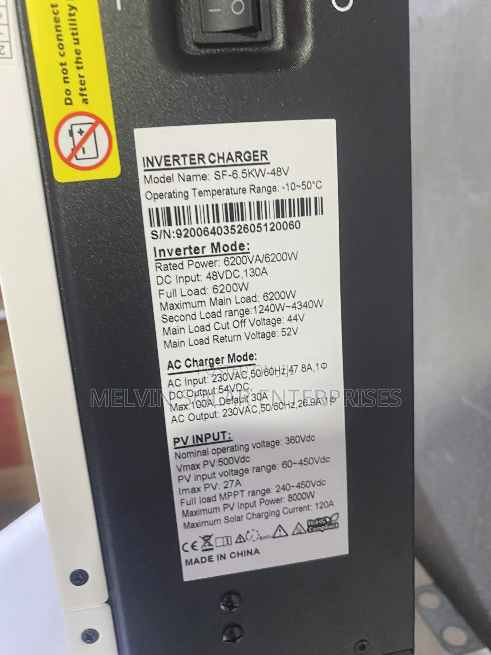 6.5kva 48v Across Tech Solar Hybrid Inverter Available in Store Now