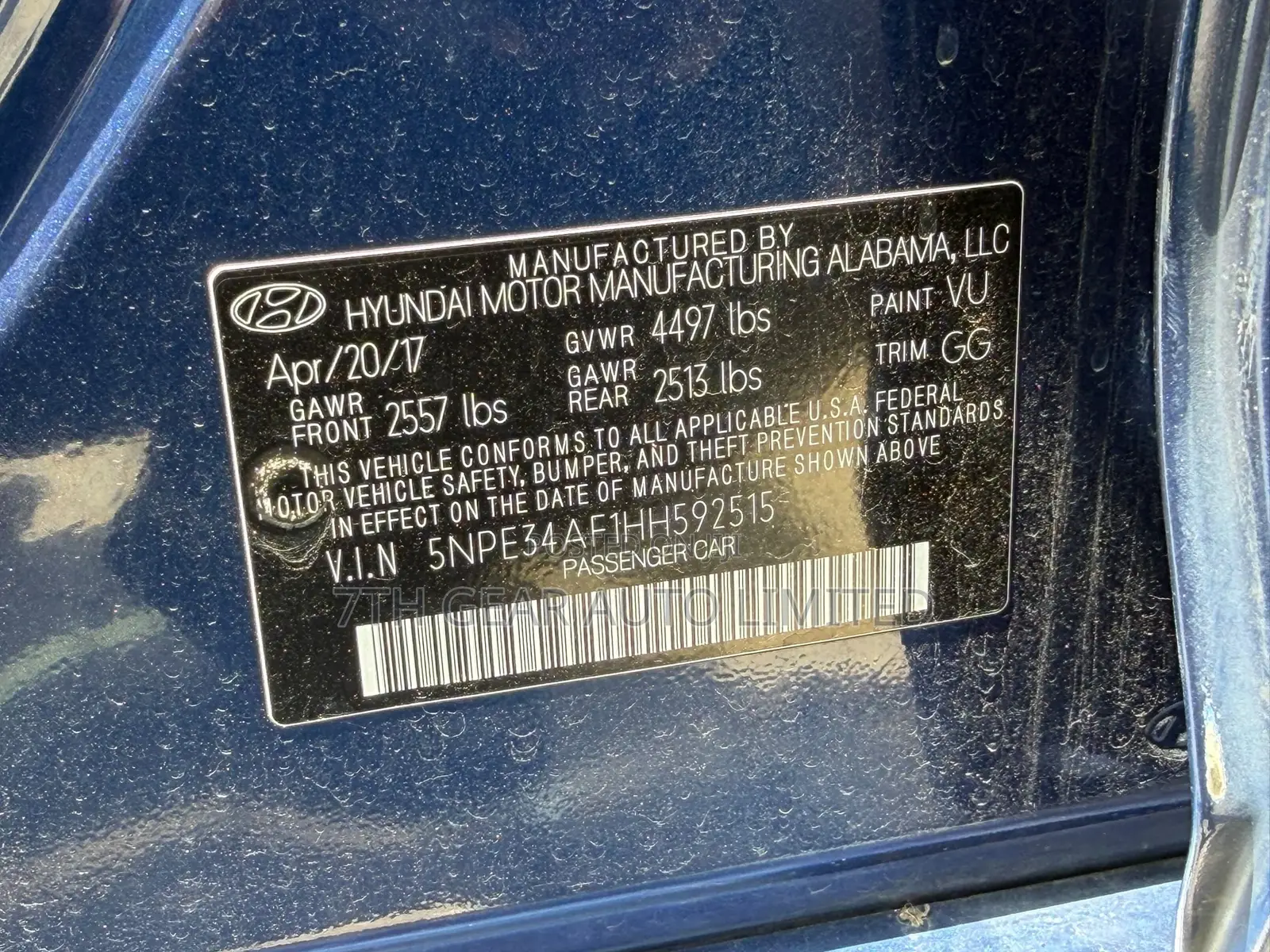 Hyundai Sonata 2017 Blue