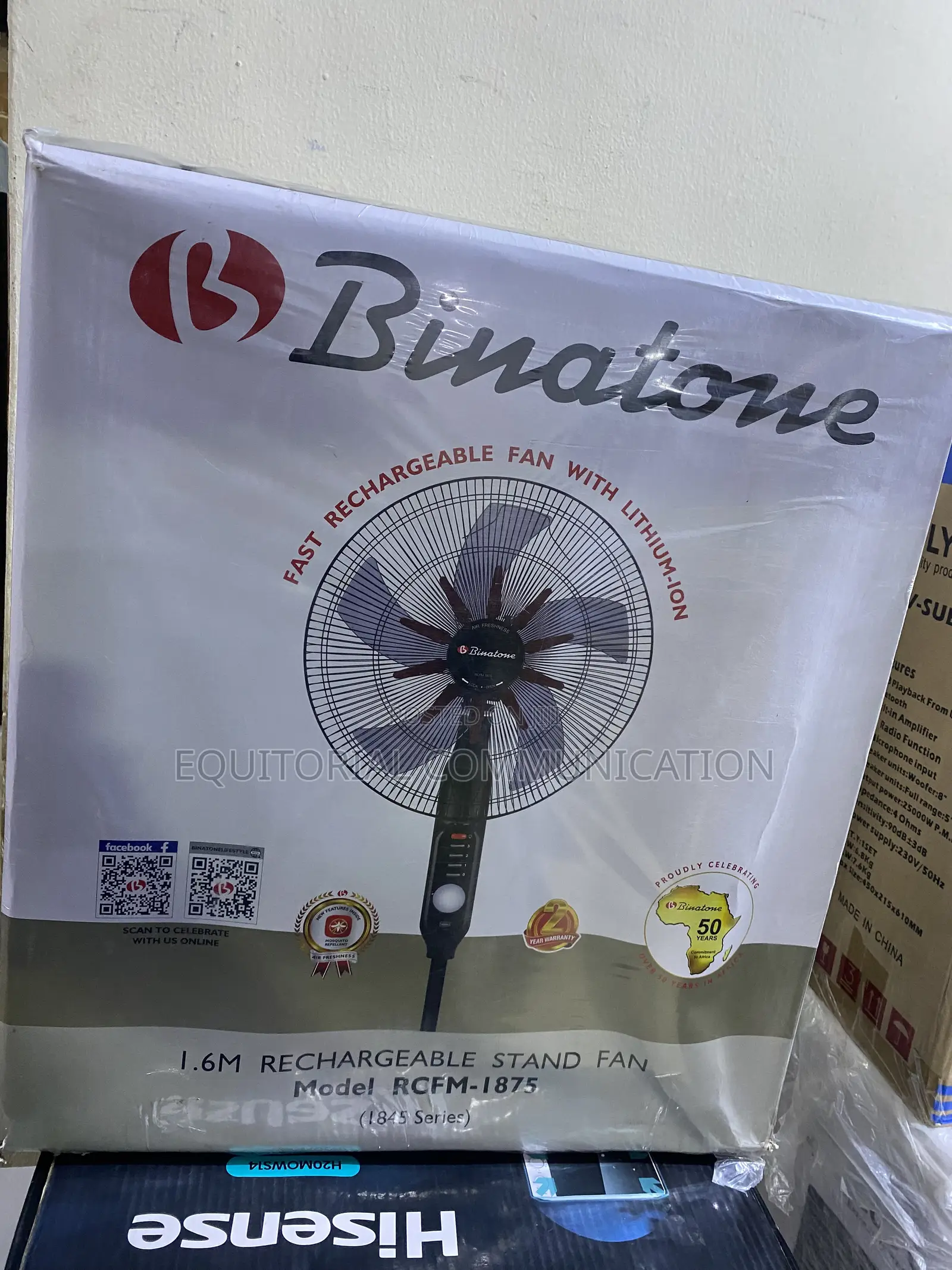 Binatone RCFM-1875 1.6M Rechargeable Stand Fan