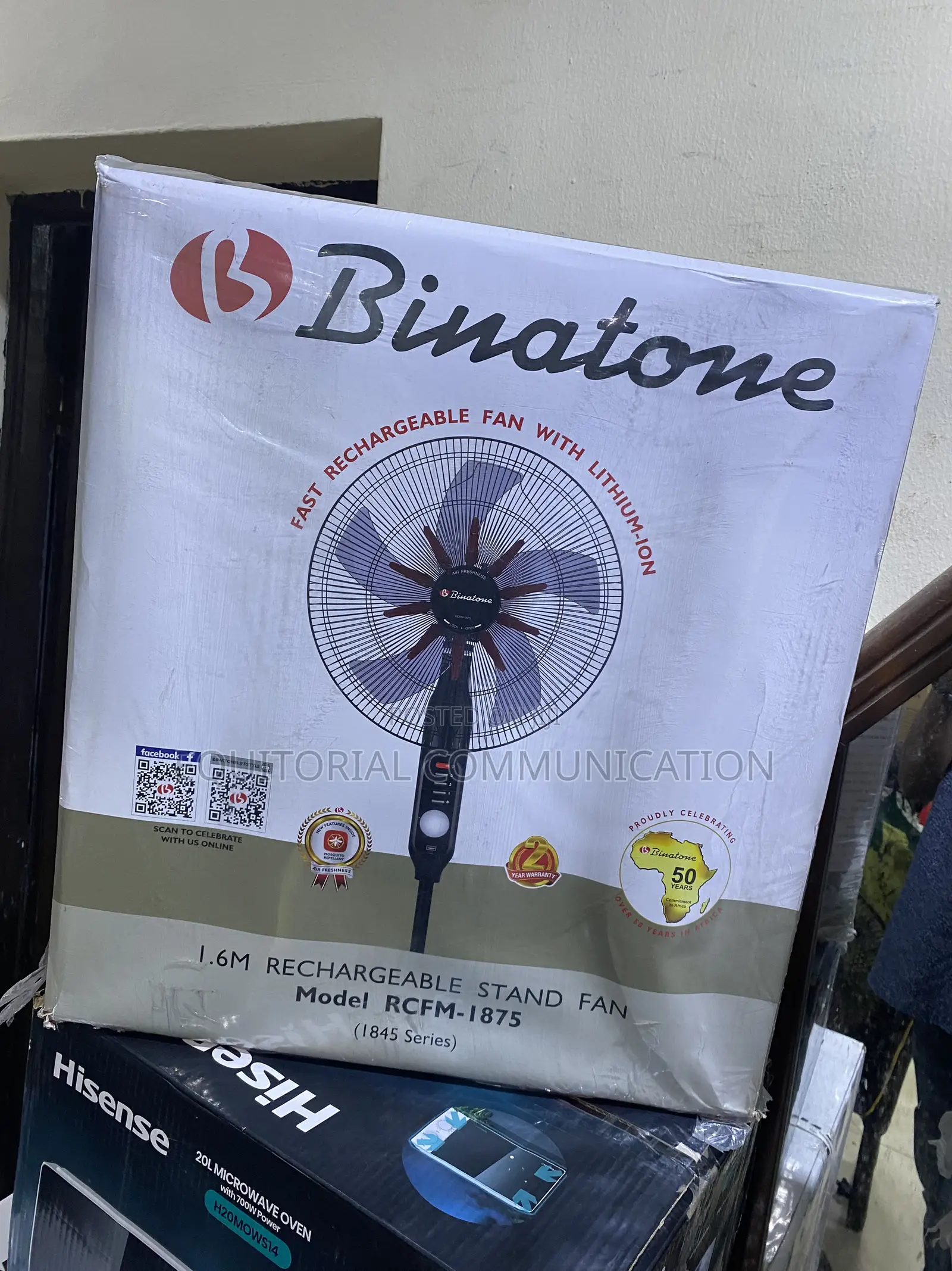 Binatone 1.6M Rechargeable Fan Model RCFM-1875