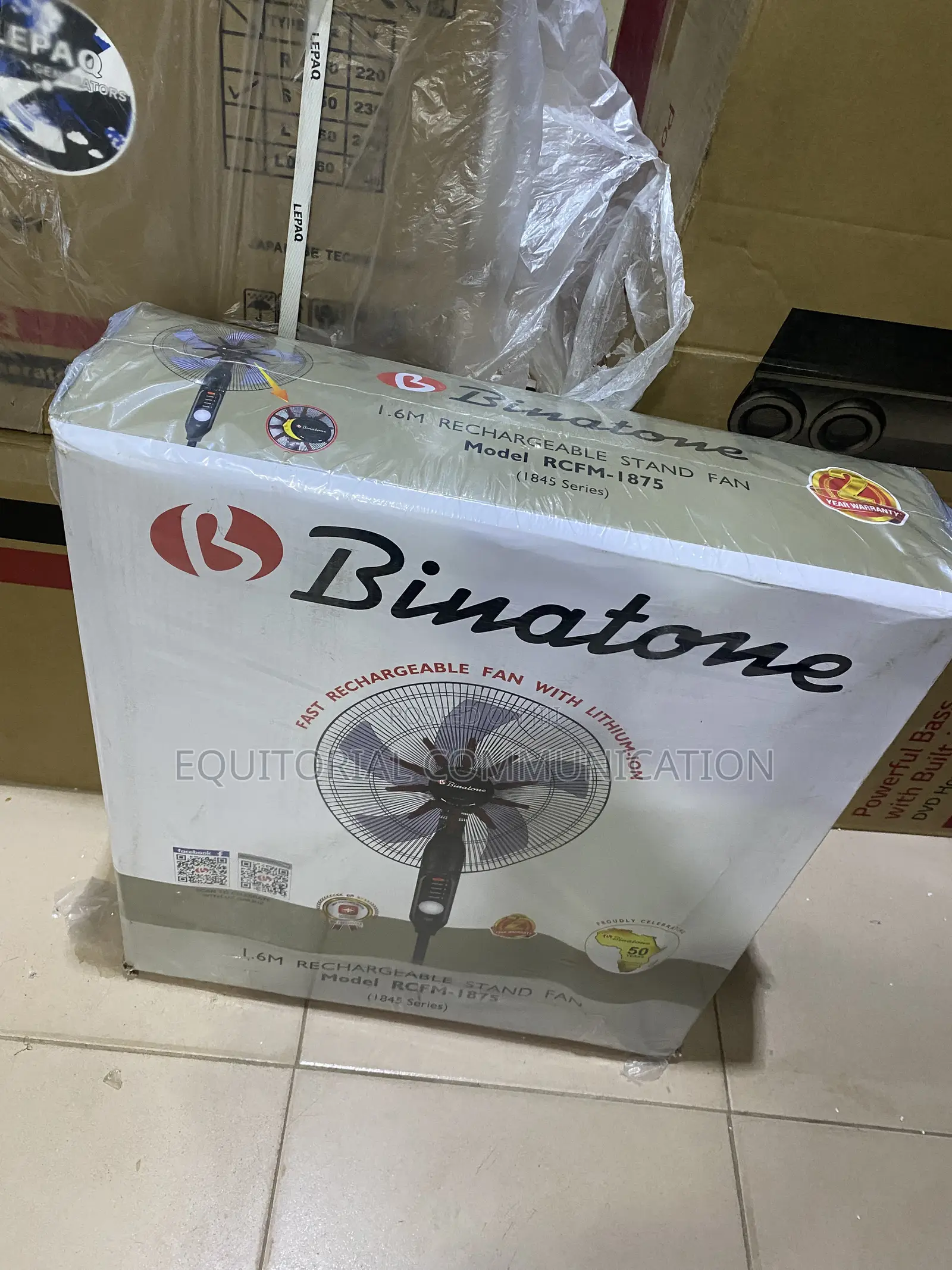 Binatone RCFM-1875 Tall Rechargeable Pedestal Fan