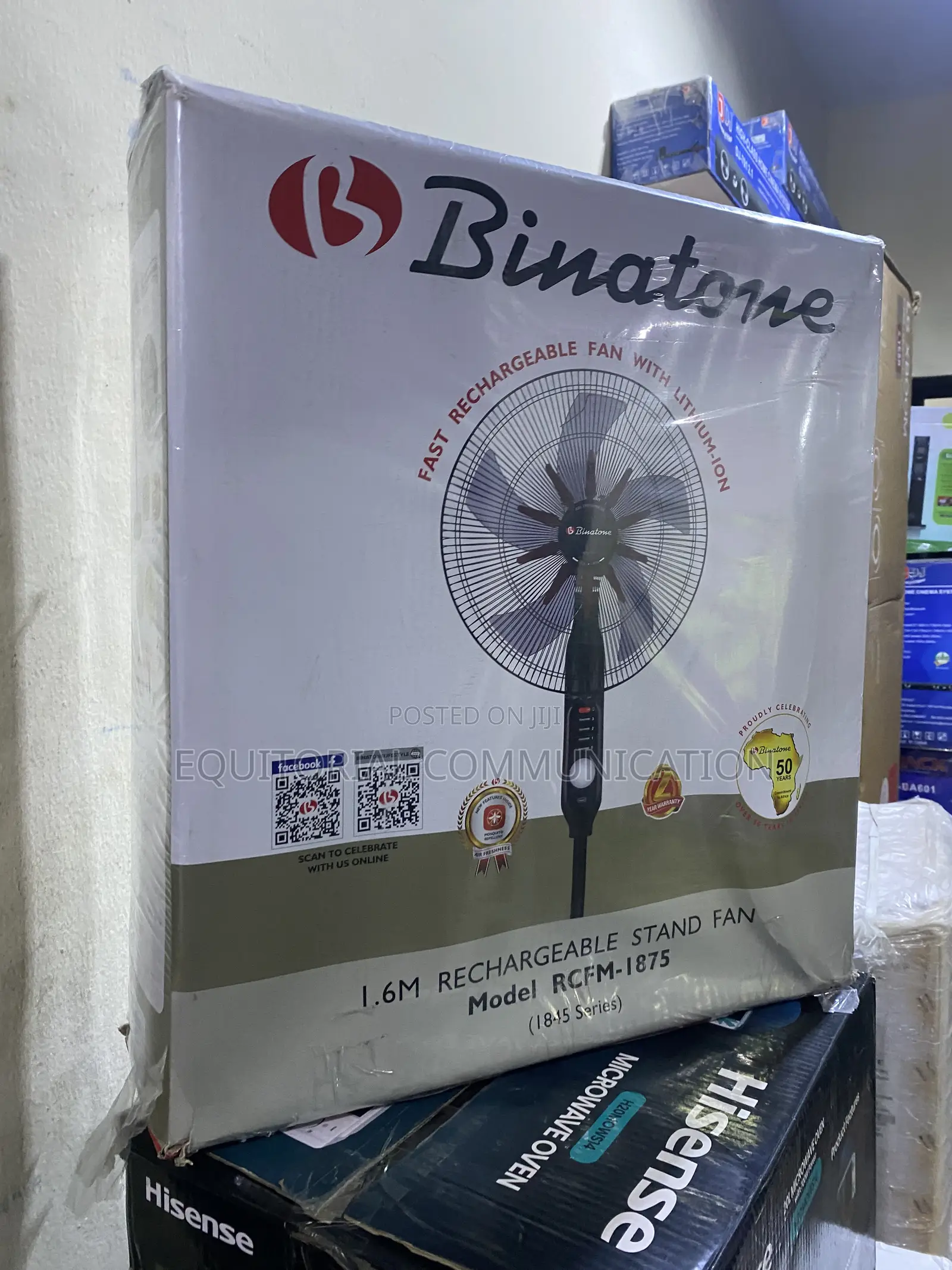 Binatone Rechargeable Pedestal Fan RCFM-1875 1.6M