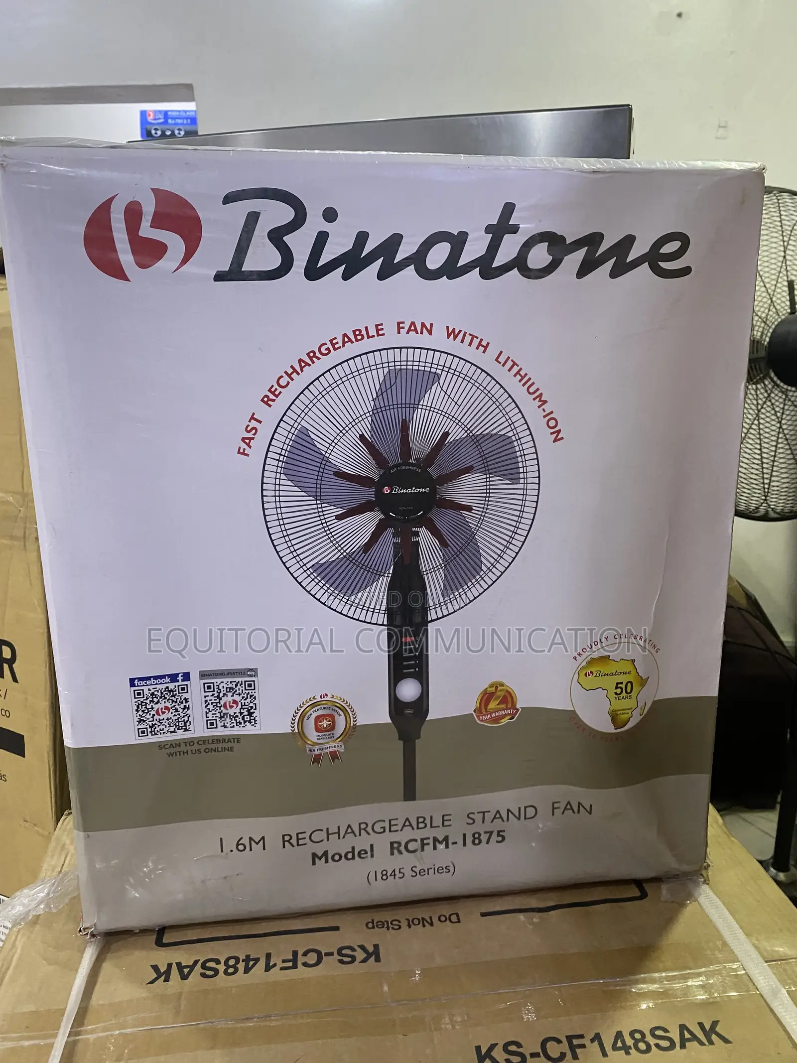 Binatone 1.6M Home Standing Fan RCFM-1875 Rechargeable