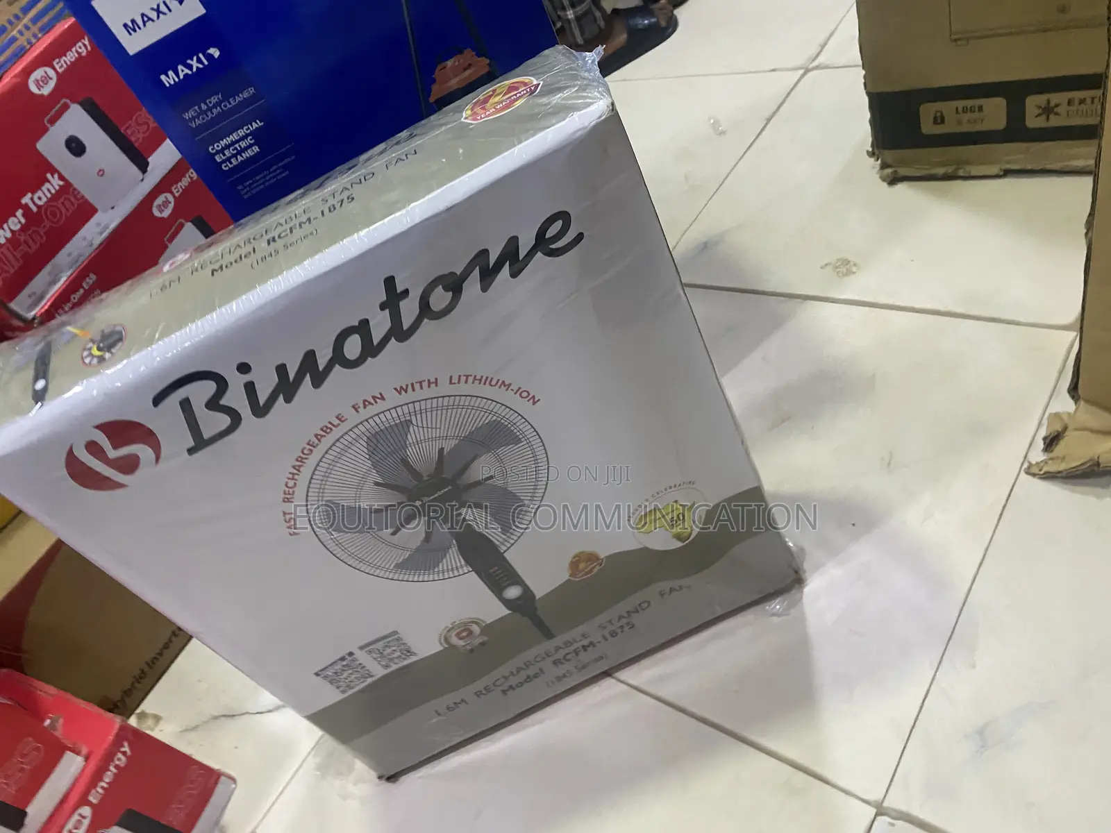 Binatone 1.6M Tall Floor-Standing Rechargeable Fan