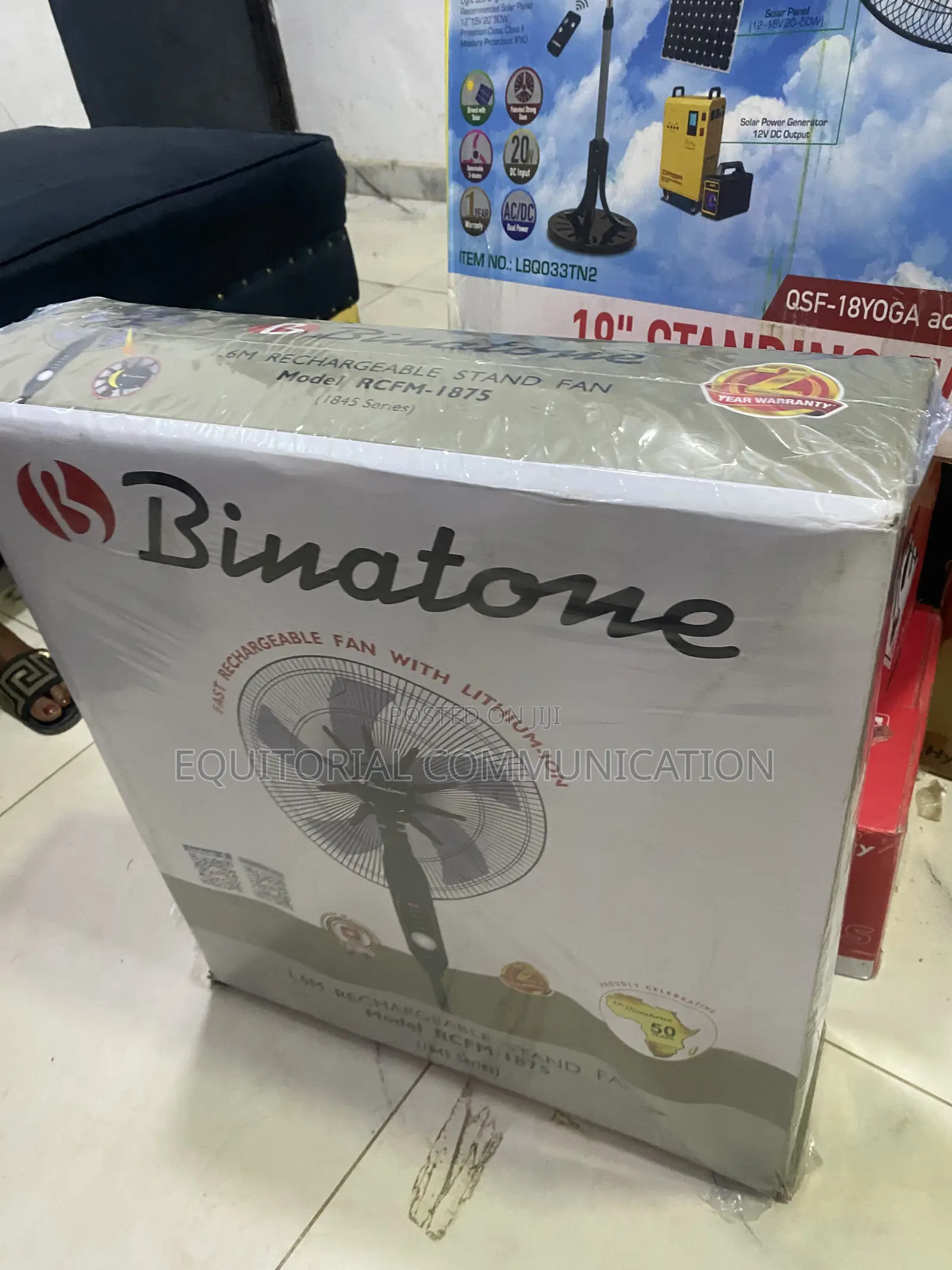 Binatone RCFM-1875 Indoor Pedestal Fan With Rechargeable Power