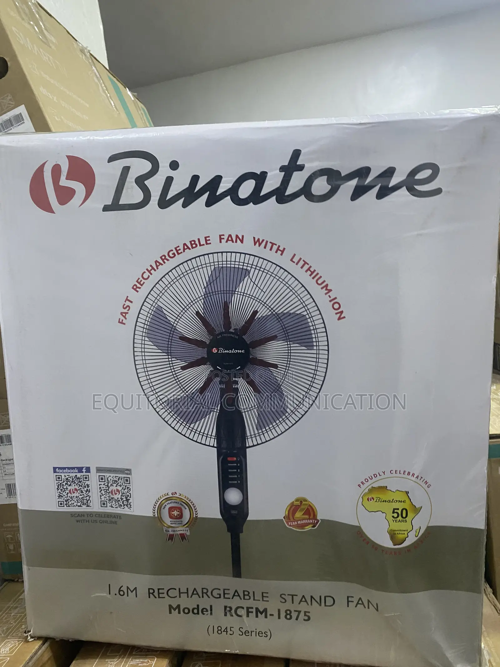 Binatone RCFM-1875 Freestanding Airflow Fan With Rechargeable Power
