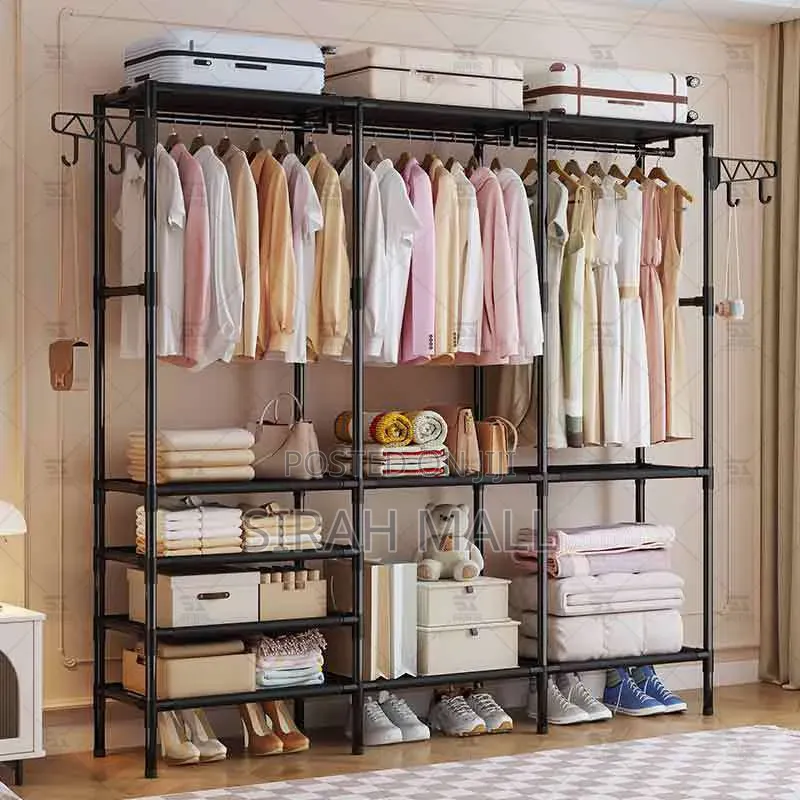 Simple Multifunctional Coat Rack Floor Standing Double Clothes Rack