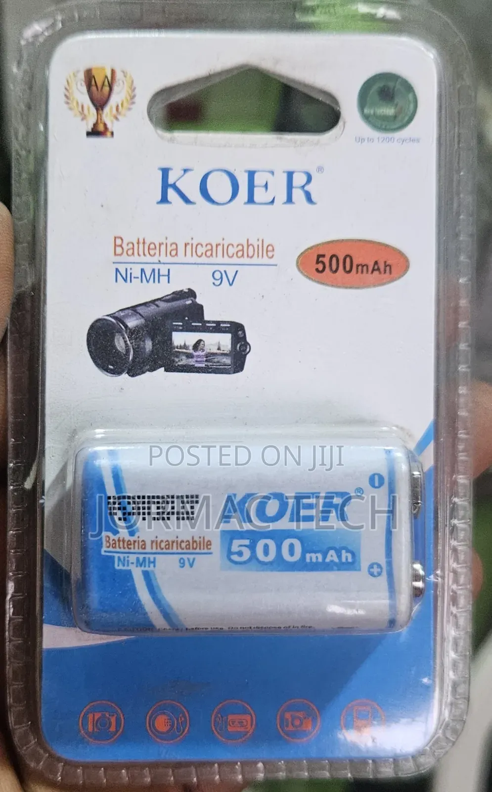 Koer Ni-Mh 9V 500mAh Rechargeable Batteries