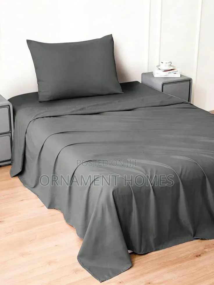 Bedsheet(White ), Duvet(Grey) and Pillowcases(Grey)