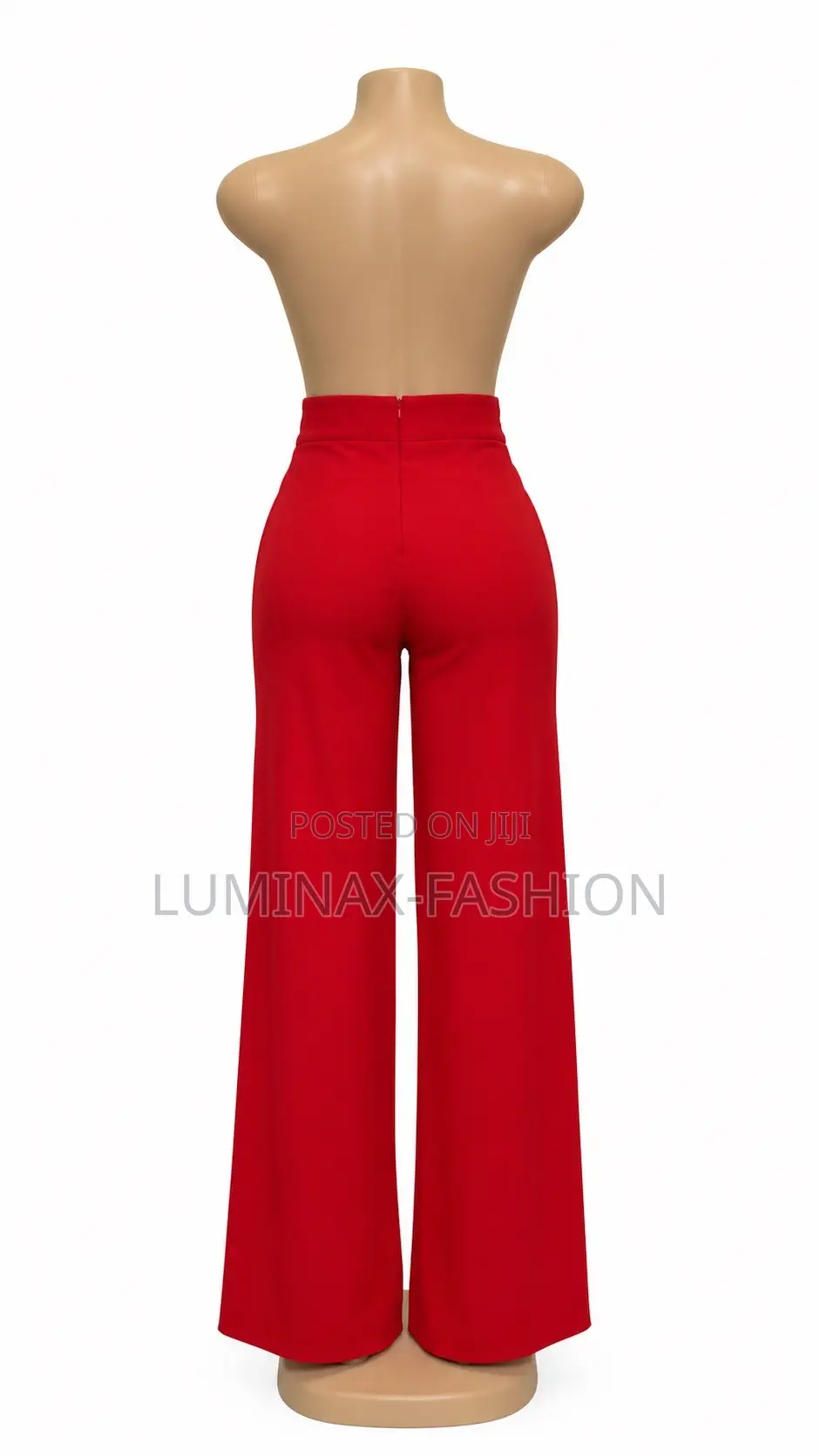 High-Waisted Red Wide-Leg Pants With Gold Statement Belt