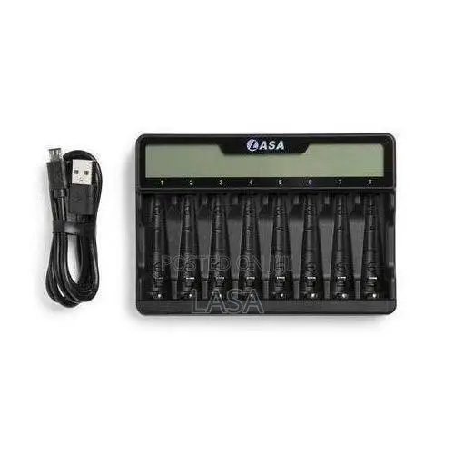 8-Bay AA/AAA Battery Charger With USB Power - Black