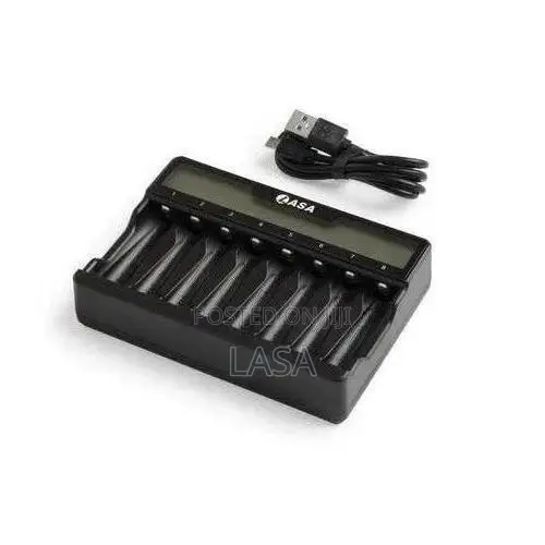 8-Bay AA/AAA Battery Charger With USB Power - Black