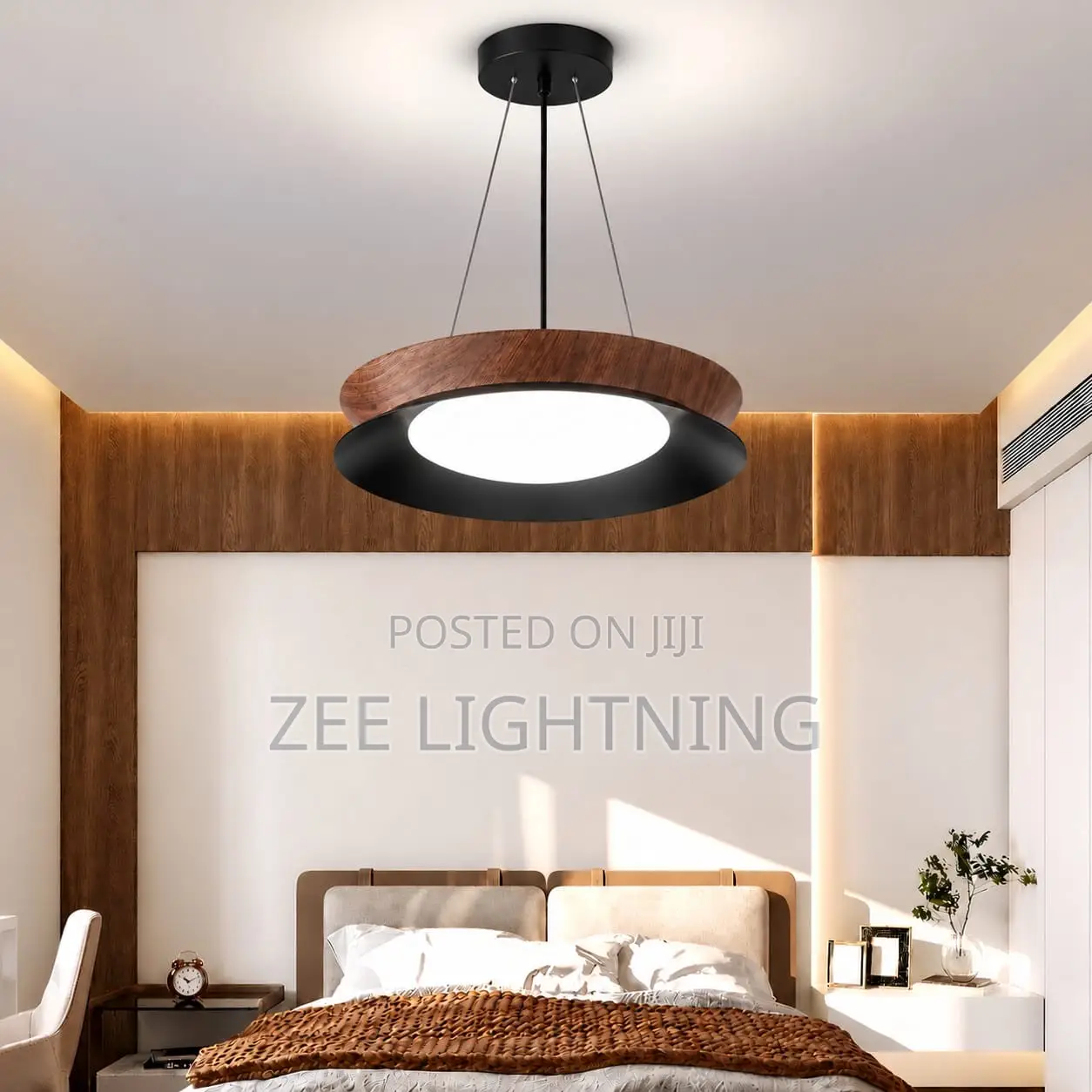 Modern Minimalist LED Wooden Drop Pendant