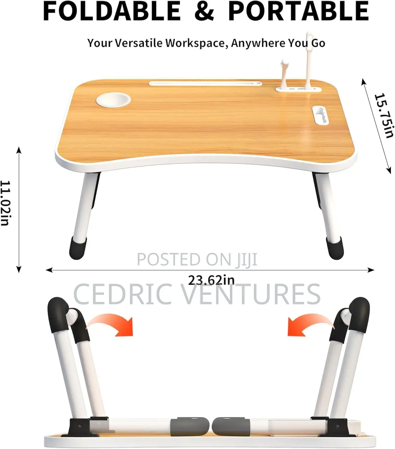 Portable Laptop Desk Foldable Lap Table - 40 X 60 Cm
