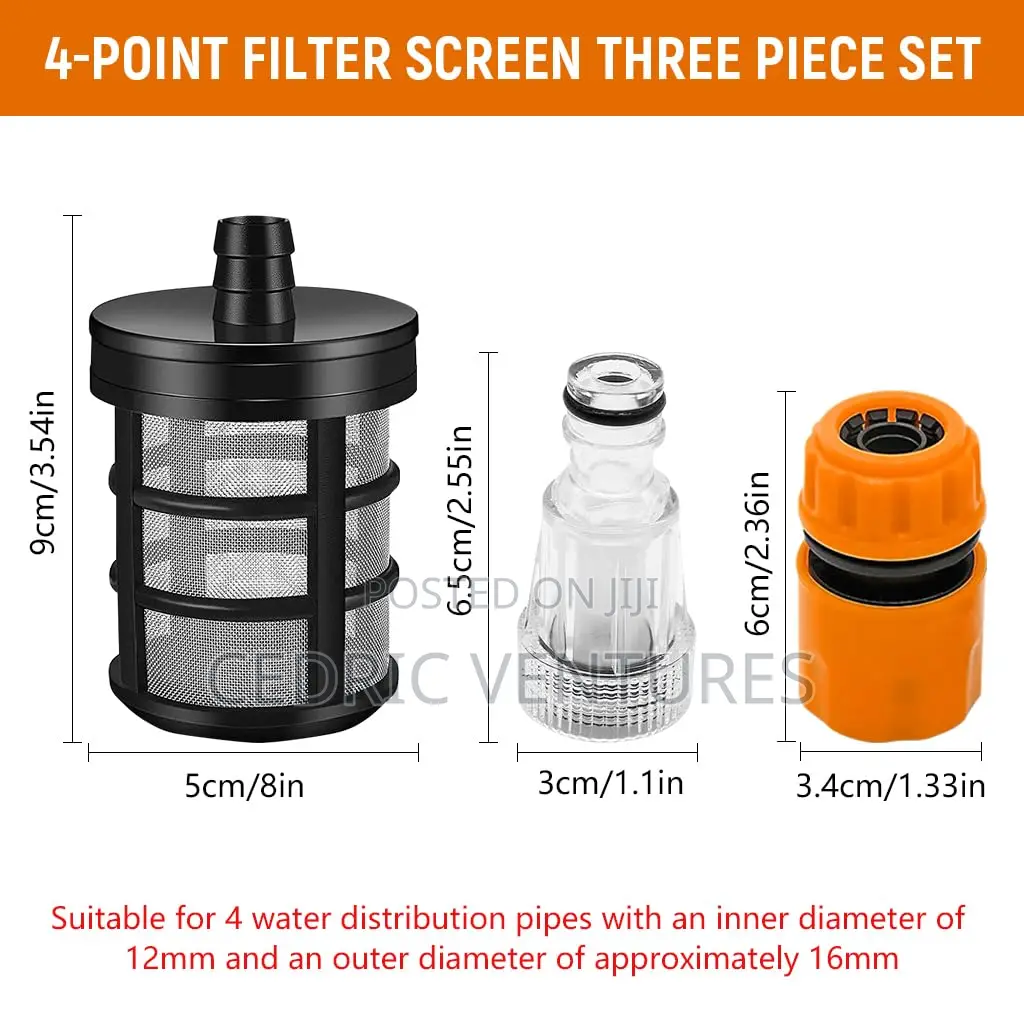 Pressure Washer Quick Connector Set 1/2'' With Inlet Filters - 3 PCS