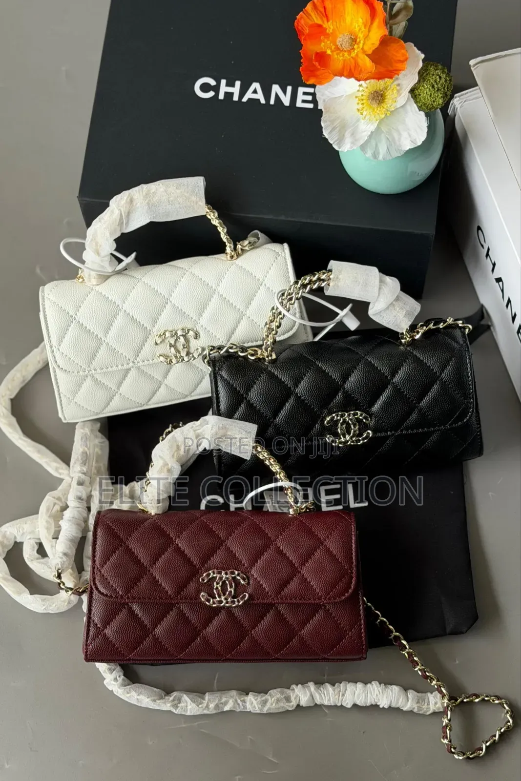 Luxury Chanel Cavier Leather Coco Mini Bag Colors: Burgundy