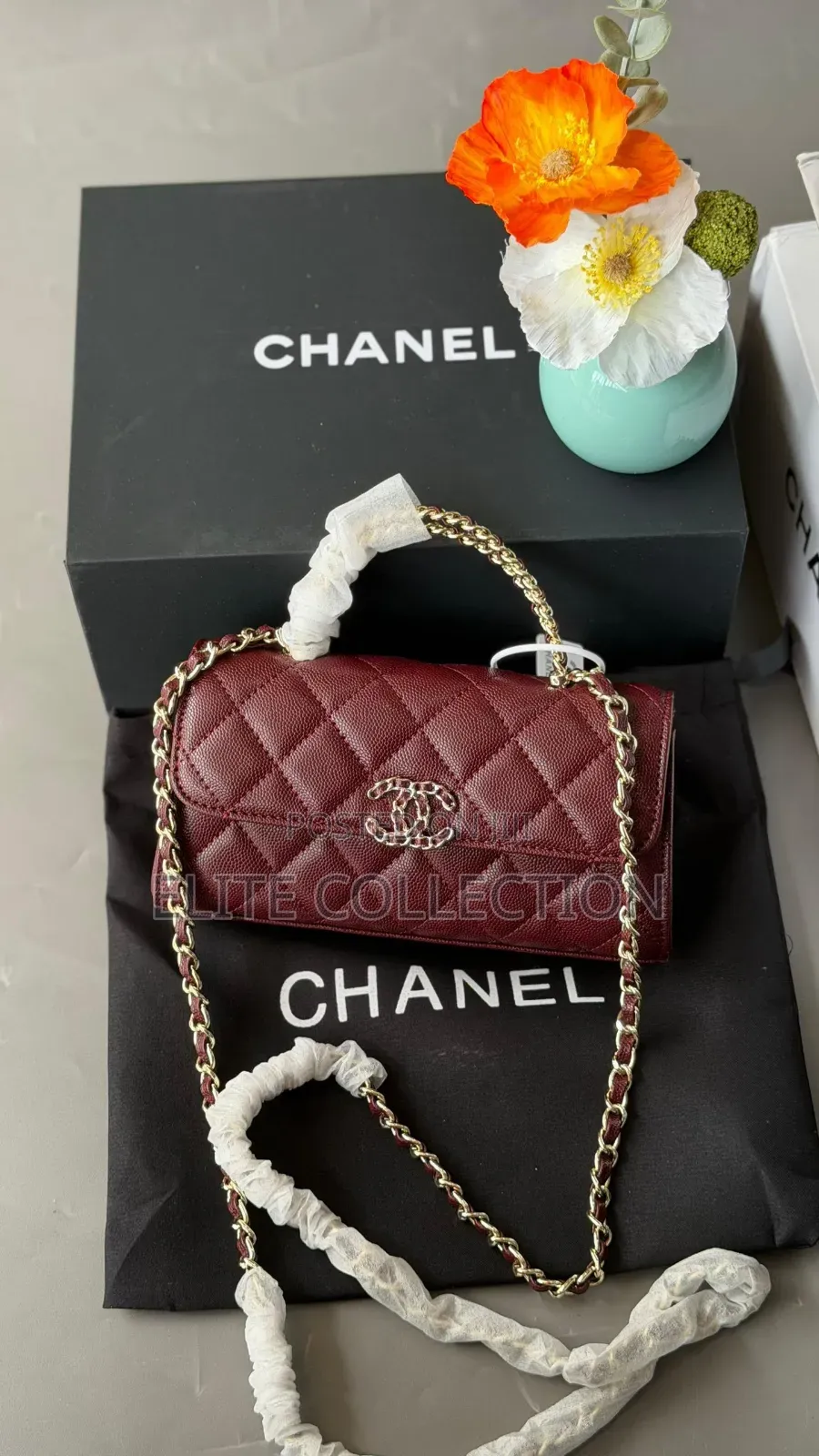 Luxury Chanel Cavier Leather Coco Mini Bag Colors: Burgundy