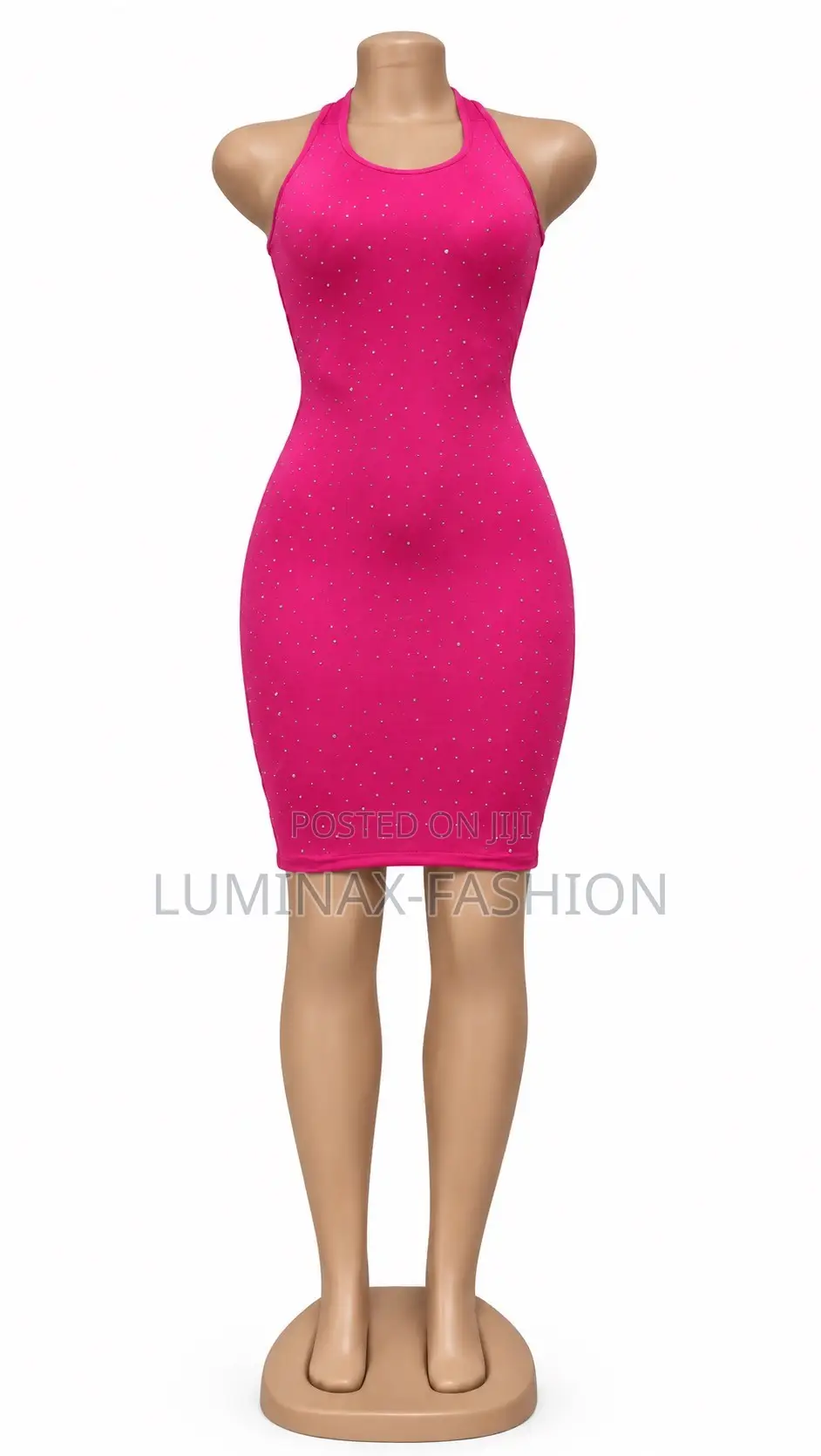 Women’s Elegant Sleeveless Bodycon Dress With Pearl-Studded Straps