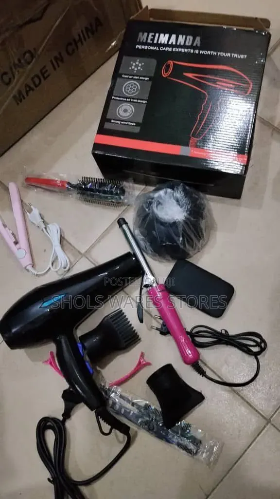 5 in 1 Hair Styling Set - Professional Blow Dryer + Curling Iron Etc