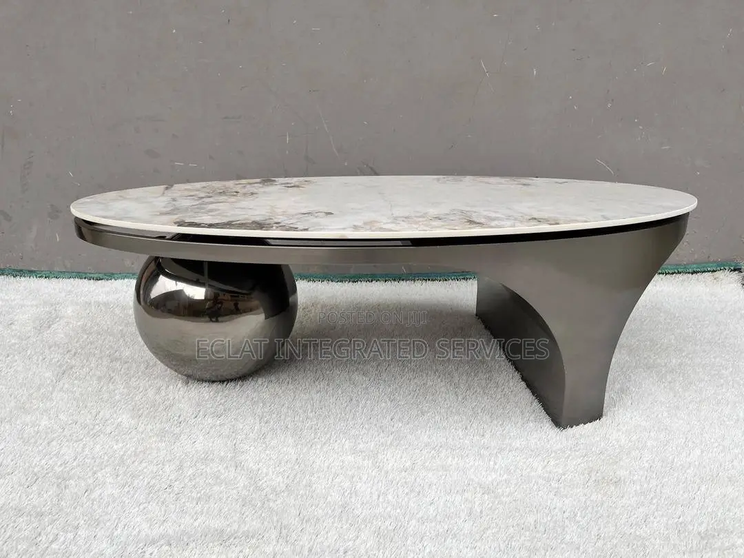 Marble Top Center Table With Black Base