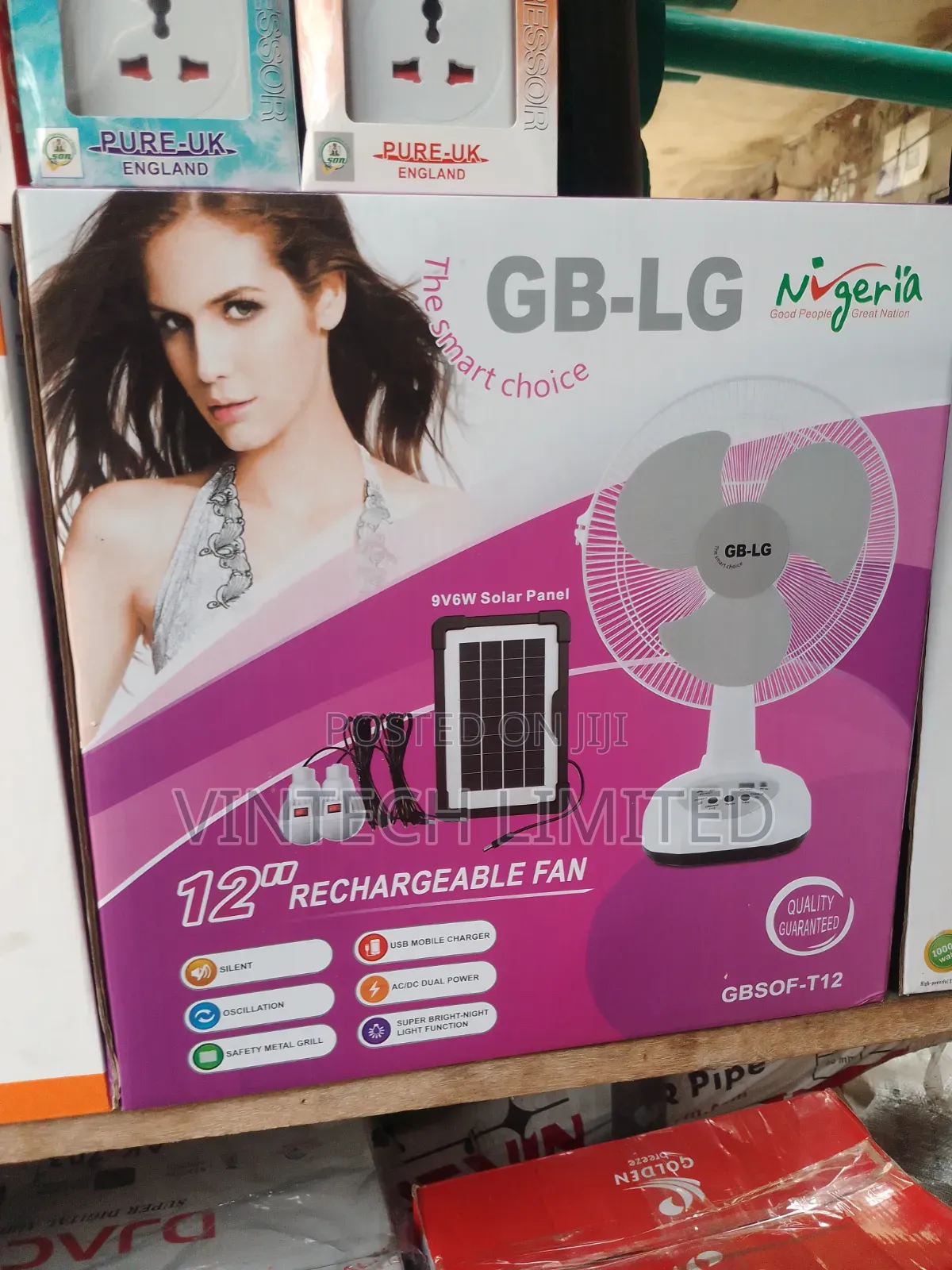 GB- LG Table Rechargeable Solar Fan