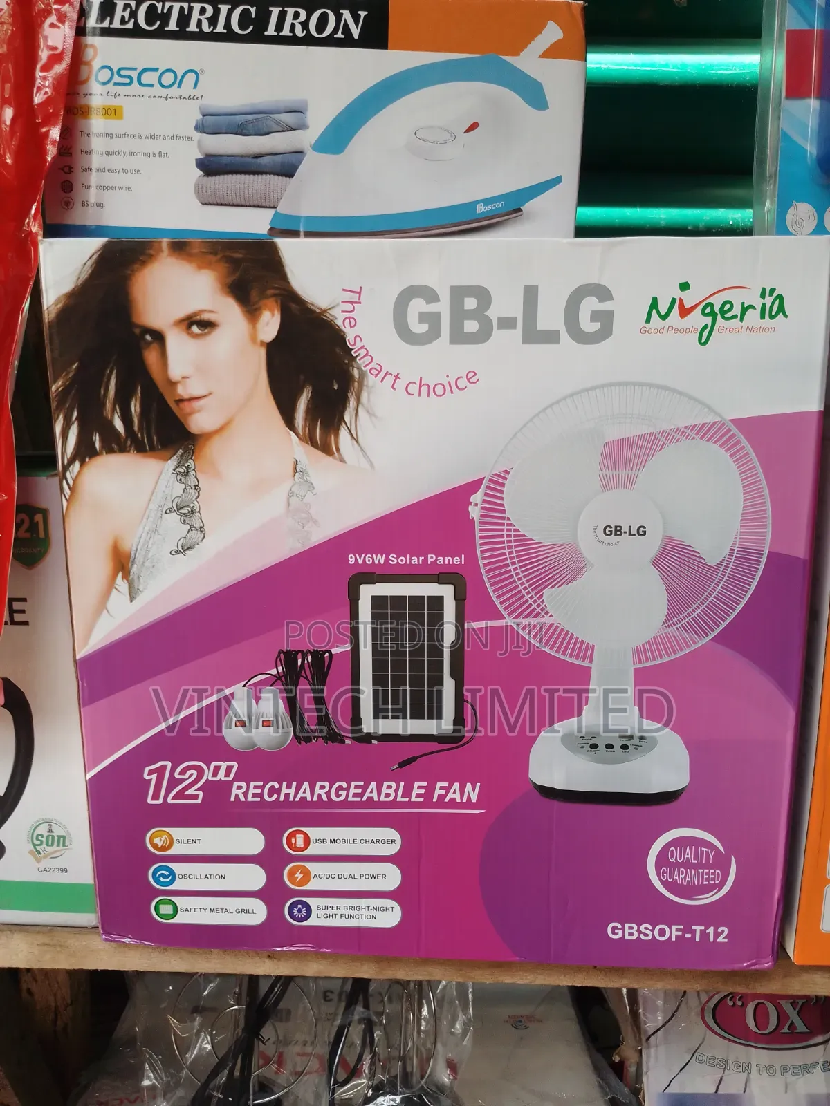 GB- LG Table Rechargeable Solar Fan