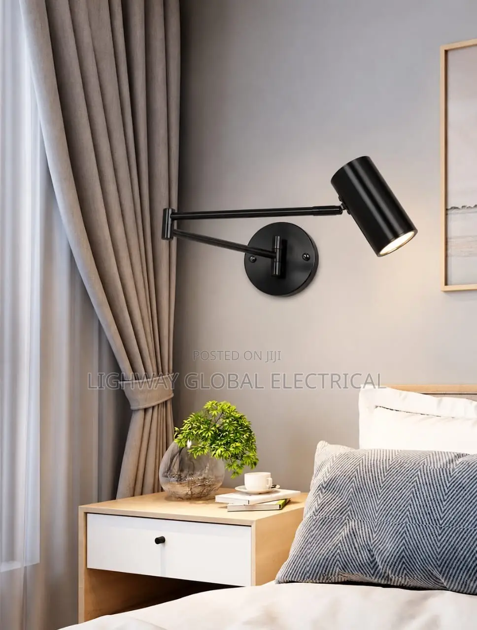 Bedside Bedroom Study Led Adjustable Double Section Swing Wall Lamp