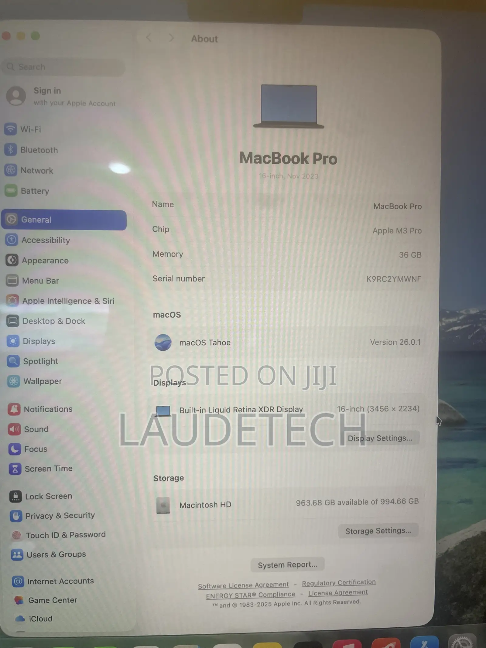 Laptop Apple MacBook Pro 2023 M3 Pro 36GB Apple M3 Pro SSD 1T