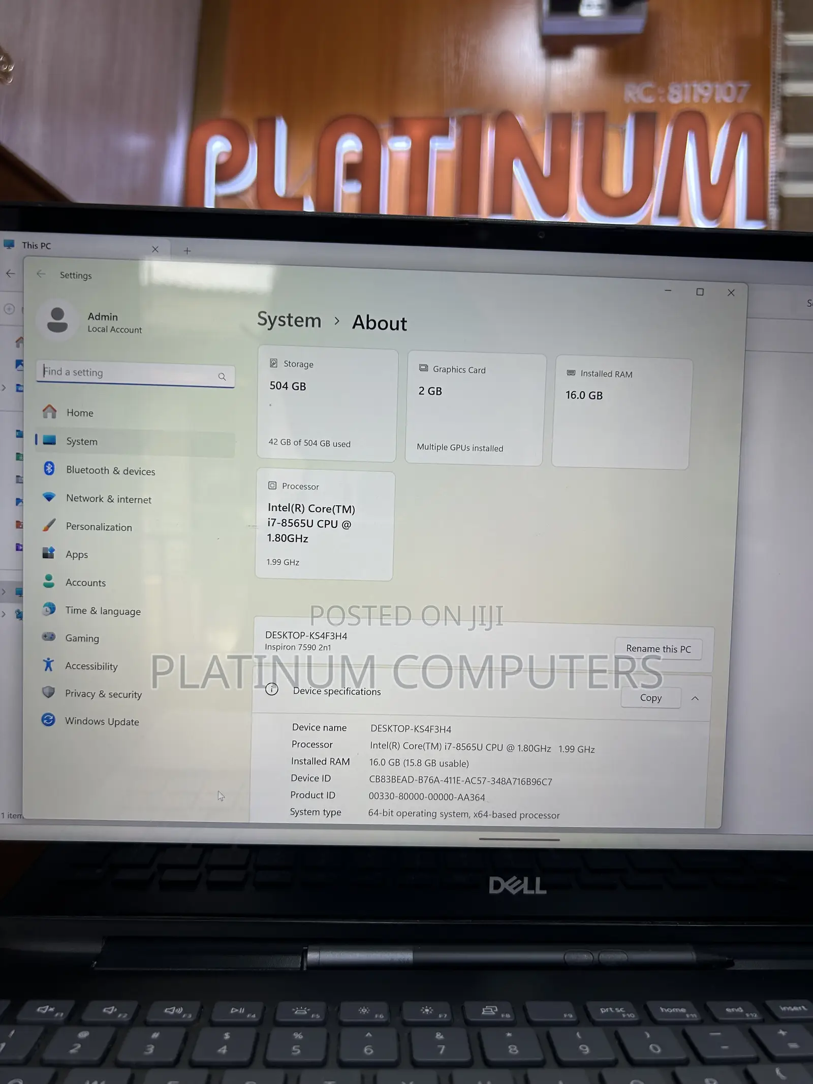 Laptop Dell Inspiron 15 16GB Intel Core i7 SSD 512GB