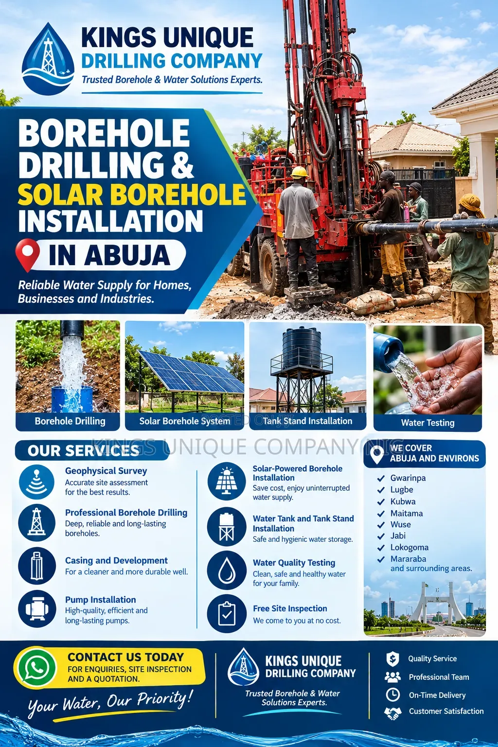Borehole Drilling & Solar Borehole Installation in Abuja