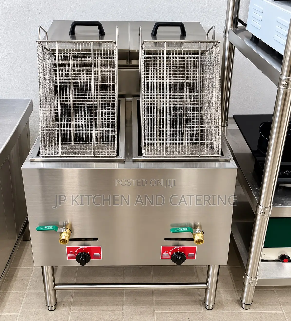 Double-Basket Gas Deep Fryer With Stand