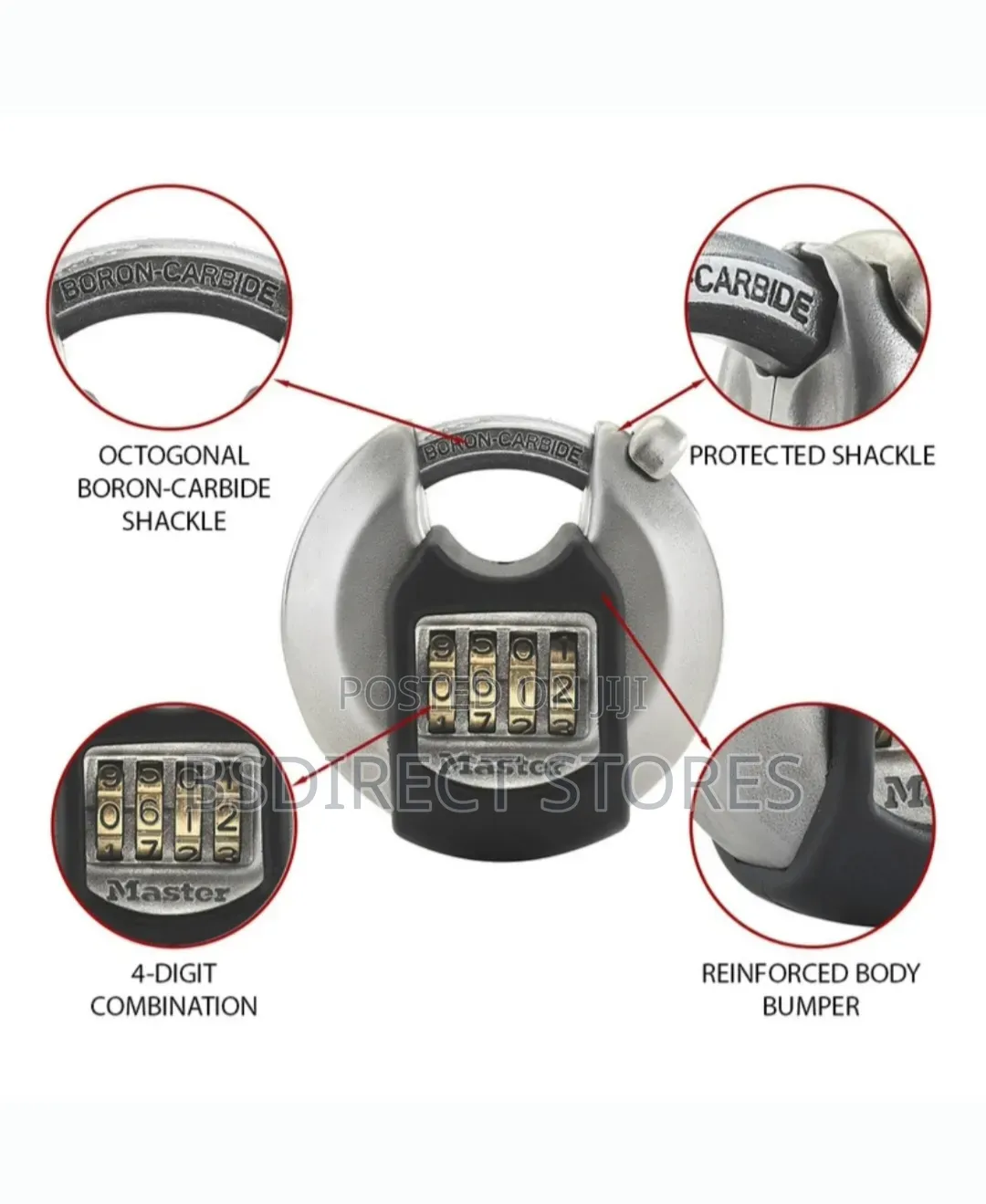 Master Lock Excell Weatherproof Combination Disc Padlock Silver 70mm