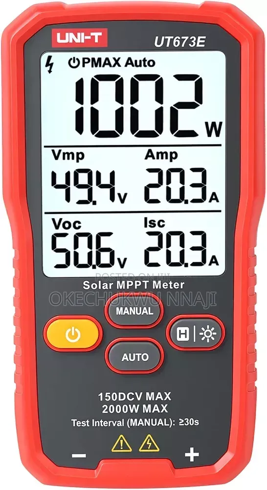 UNI-T Solar Panel Tester, 2000W Solar Power Meter for PV Testing