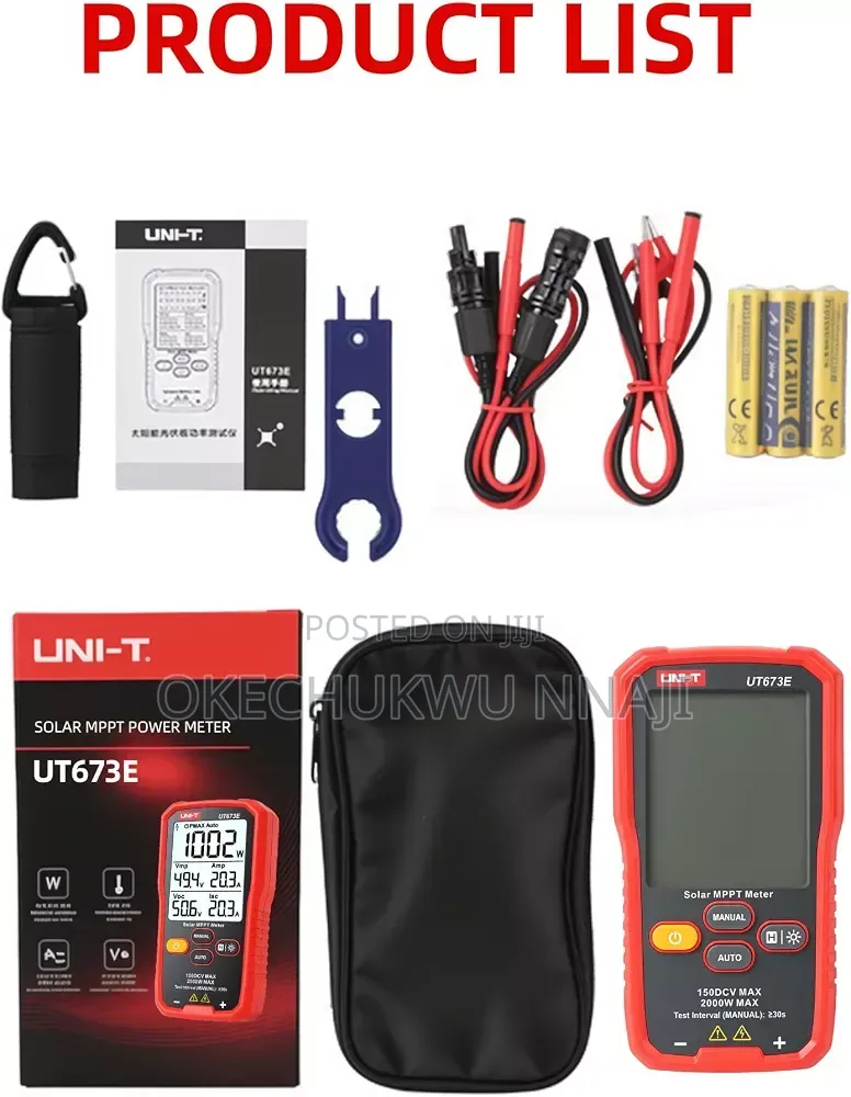 UNI-T Solar Panel Tester, 2000W Solar Power Meter for PV Testing