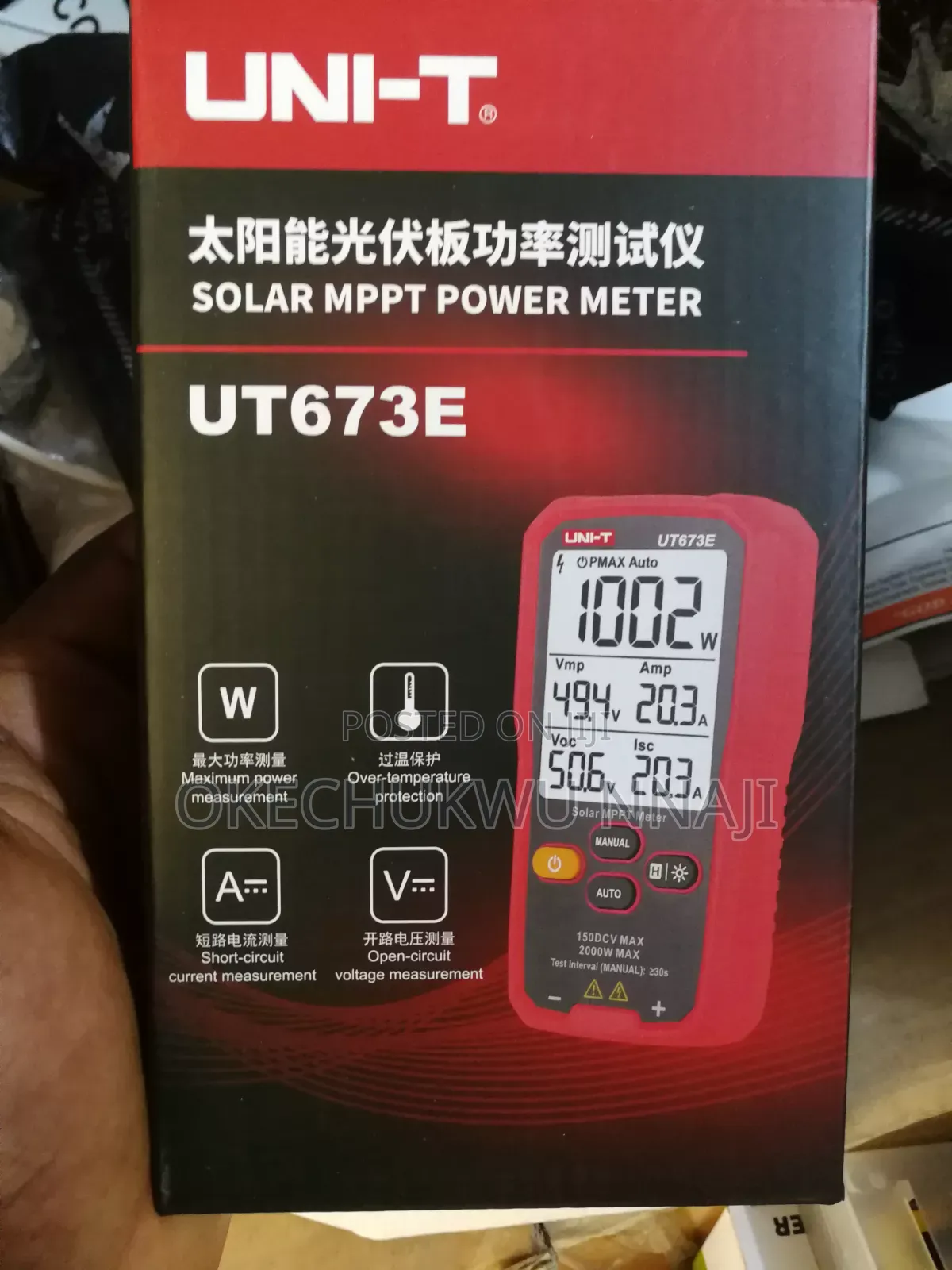 UNI-T Solar Panel Tester, 2000W Solar Power Meter for PV Testing