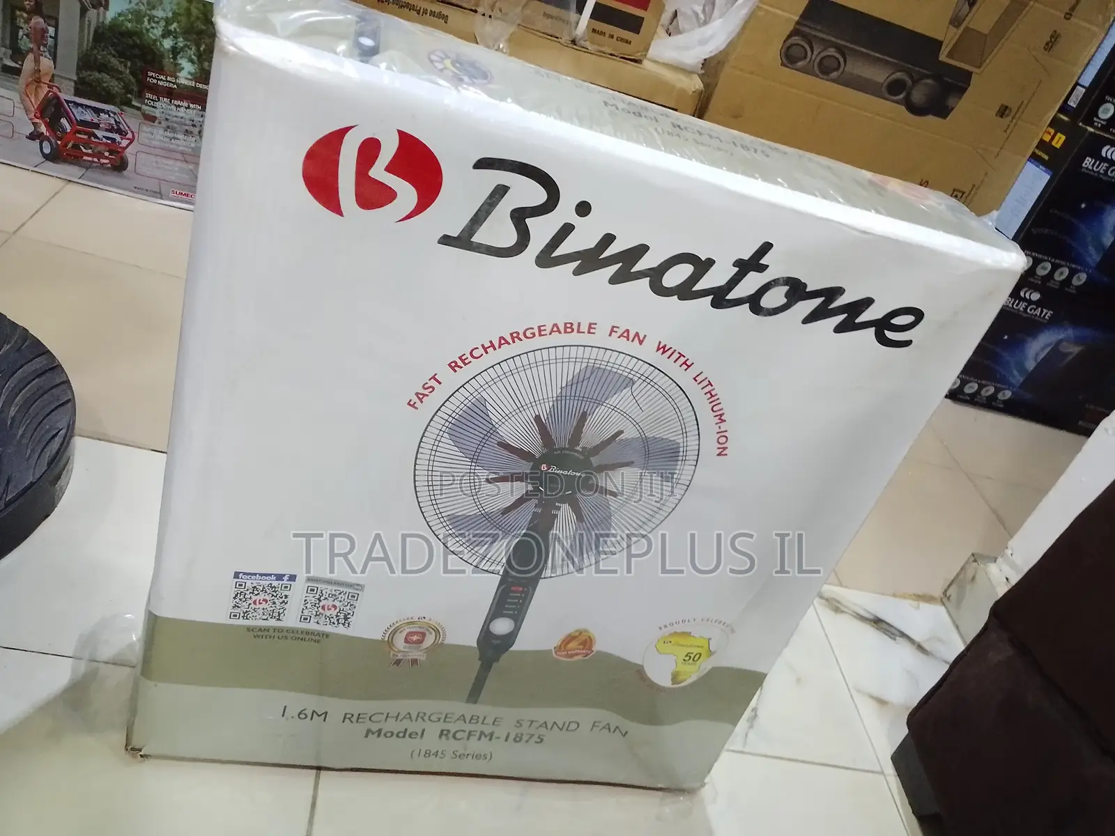Reliable 1.6m Binatone Rechargeable Fan for Everyday Comfort