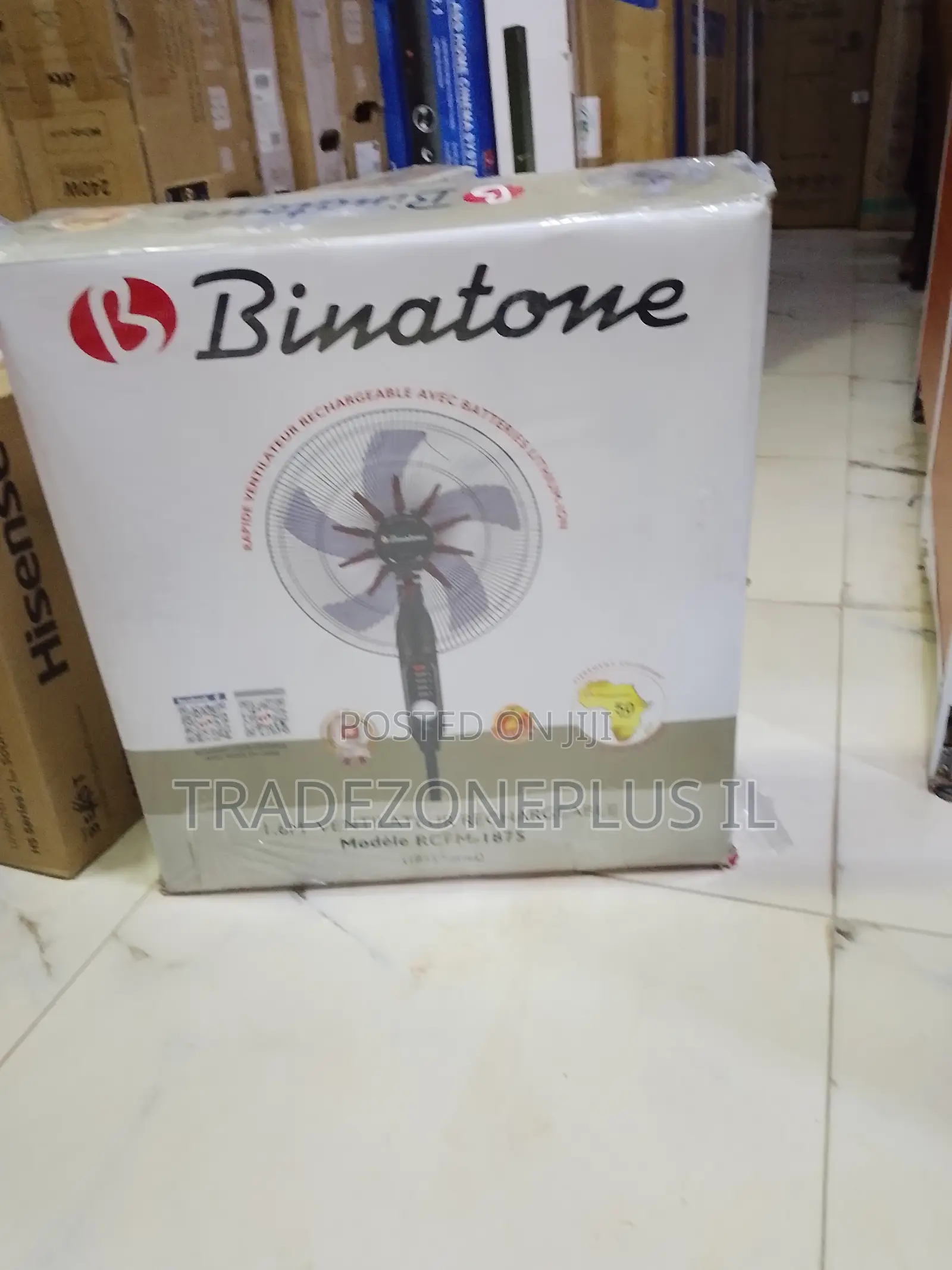 Binatone 1.6m Rechargeable Floor Fan for Modern Living Spaces
