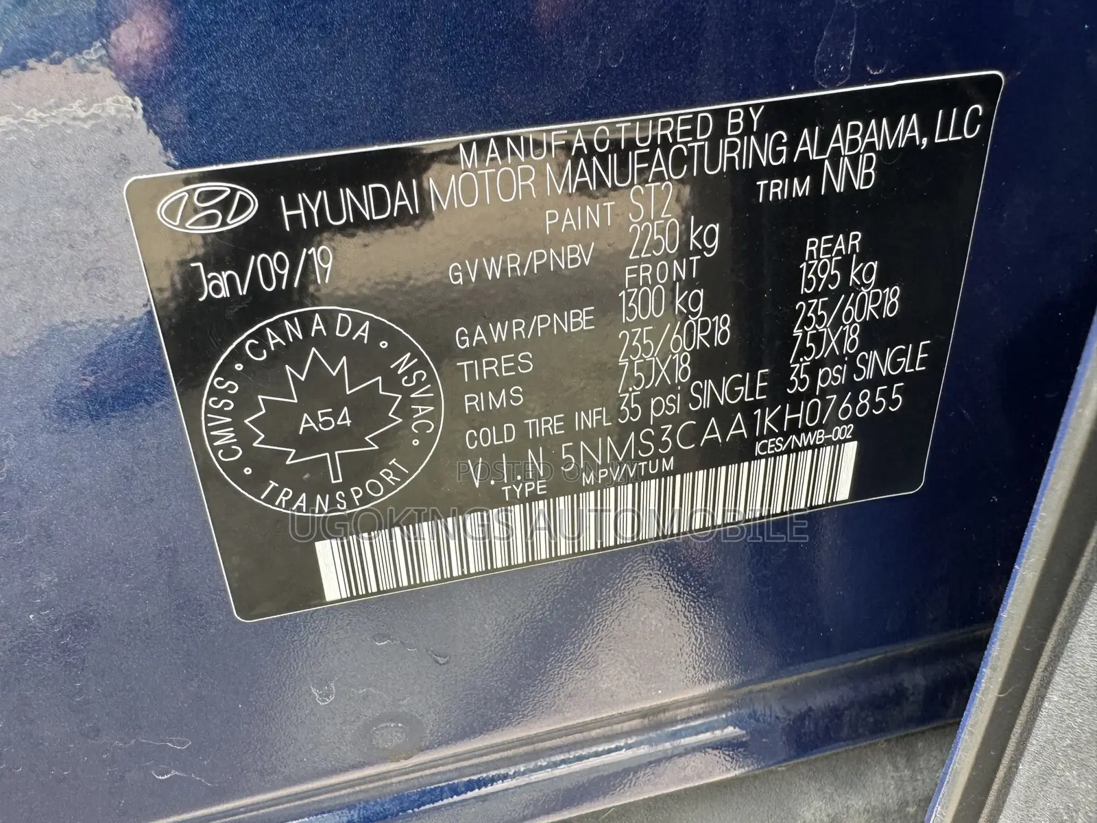 Hyundai Santa Fe Limited 2.0T AWD 2020 Blue