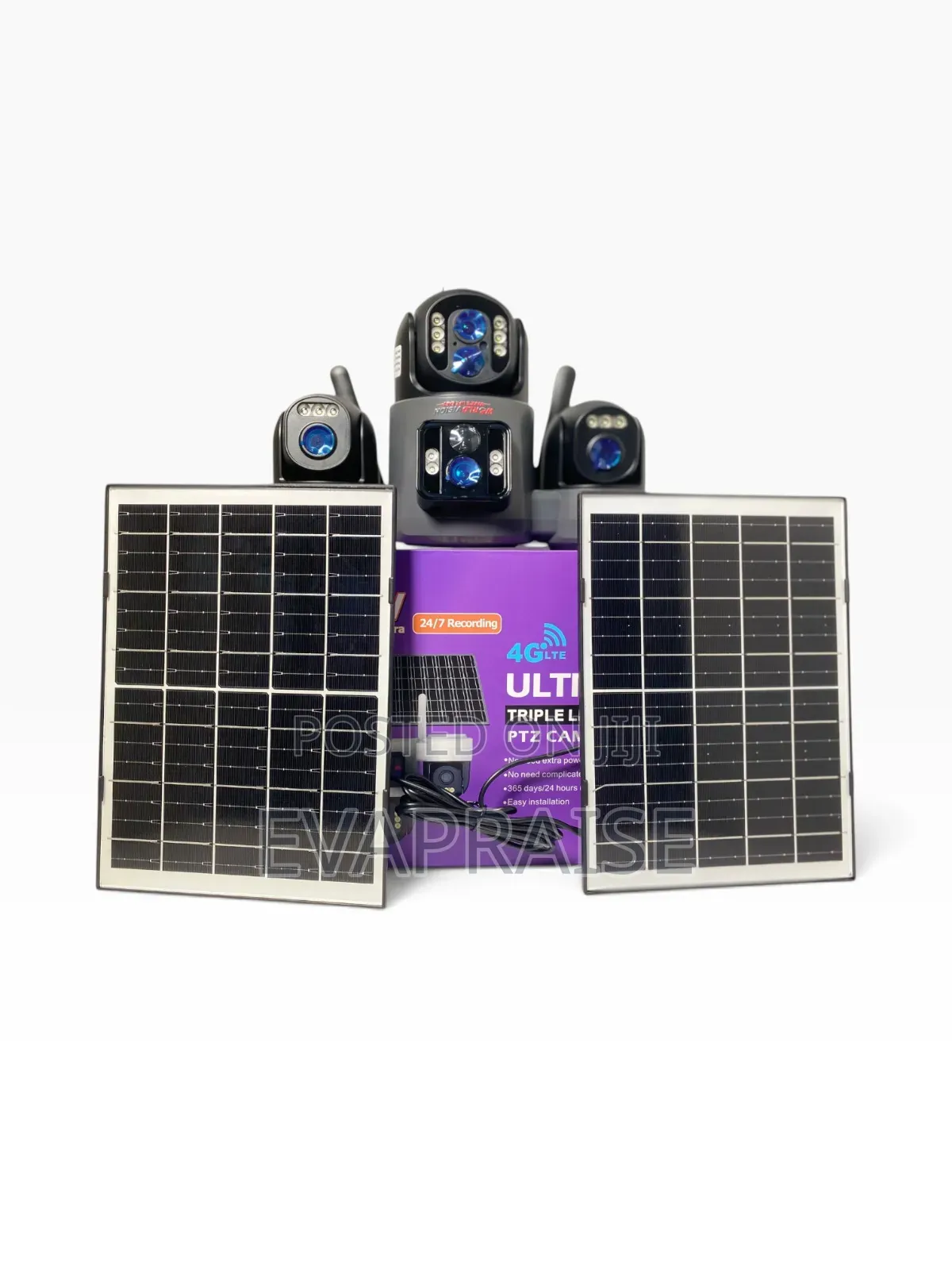 4G LTE Solar-Powered Triple-Lens PTZ Security Camera With Solar Panel